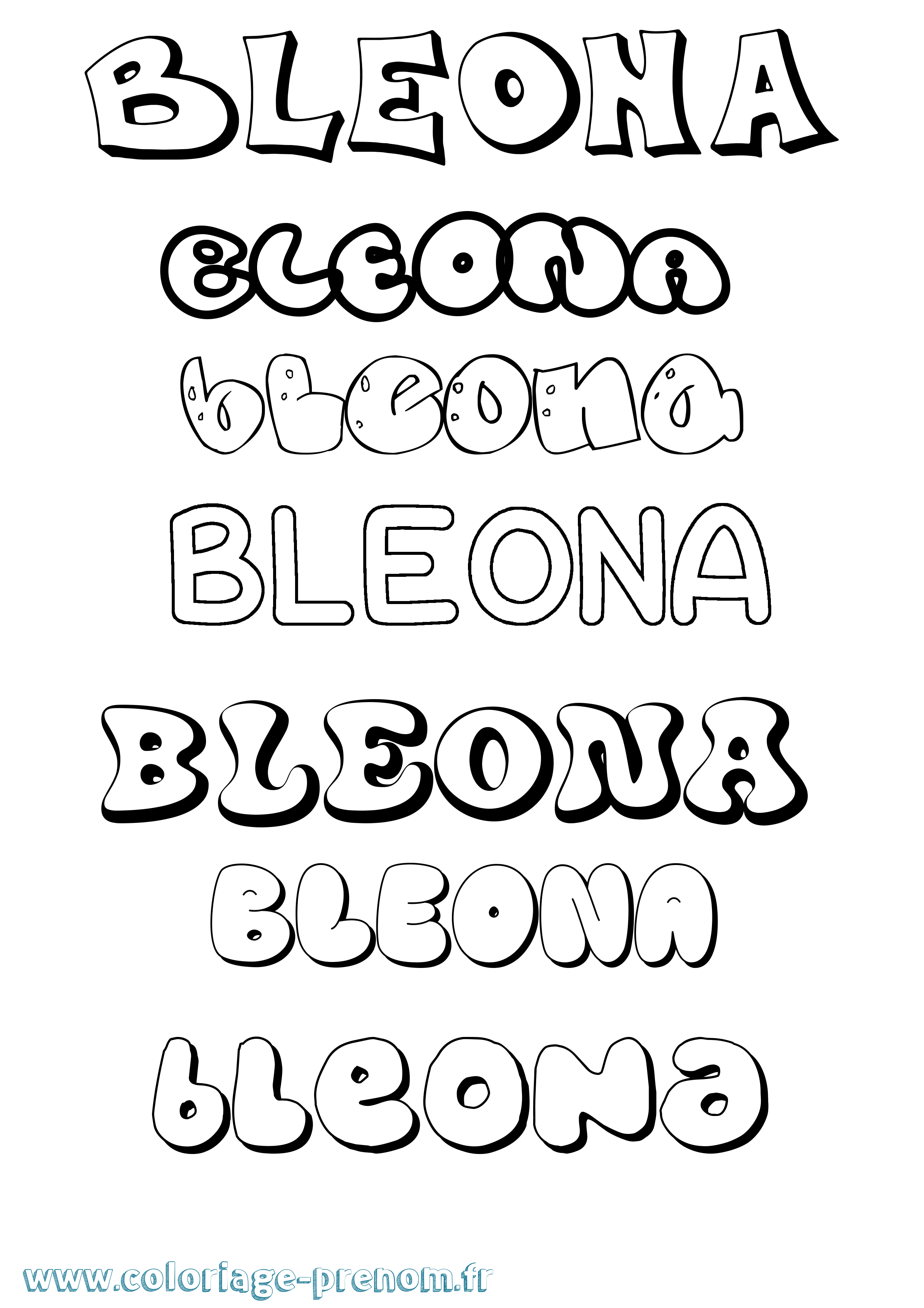 Coloriage Bleona Bubble Coloriage prénom Bleona Bubble
