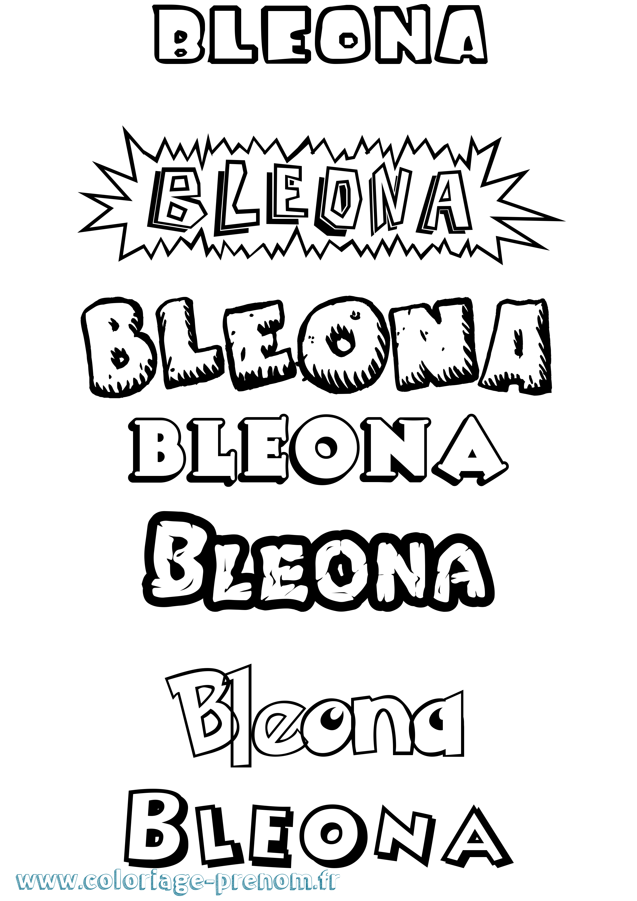 Coloriage Bleona Dessin Animé Coloriage prénom Bleona Dessin Animé