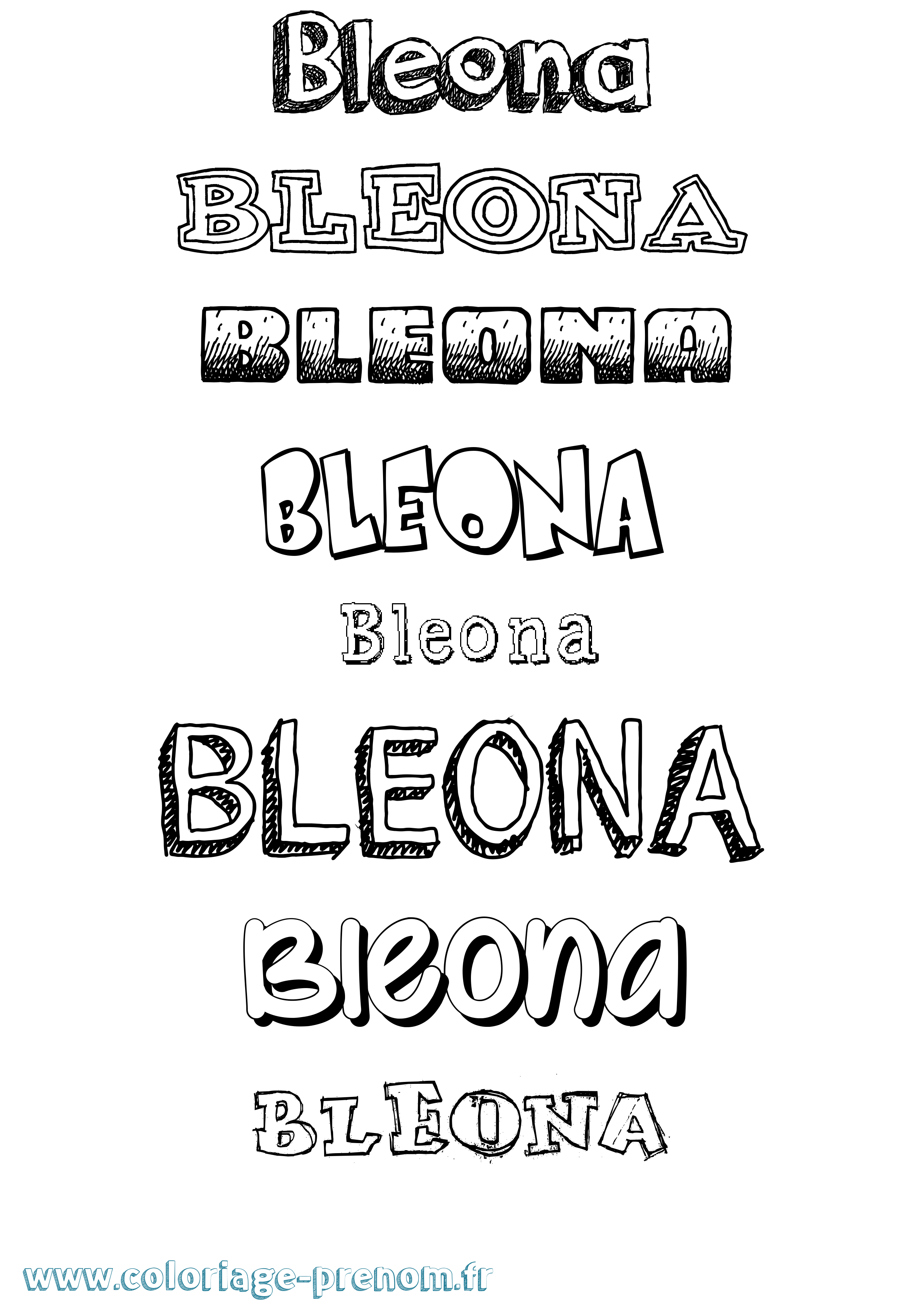 Coloriage Bleona Dessiné Coloriage prénom Bleona Dessiné