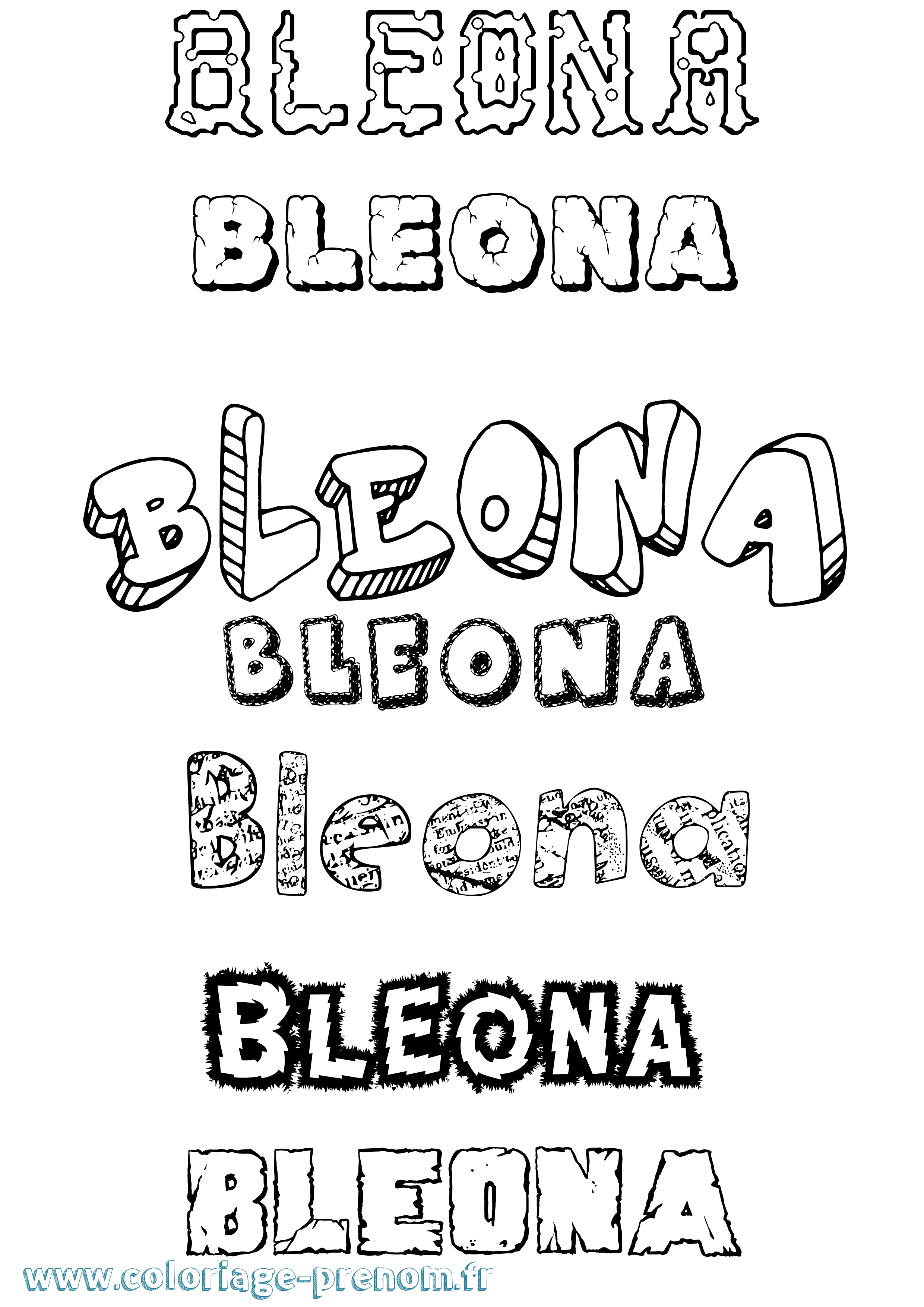 Coloriage prénom Bleona Destructuré