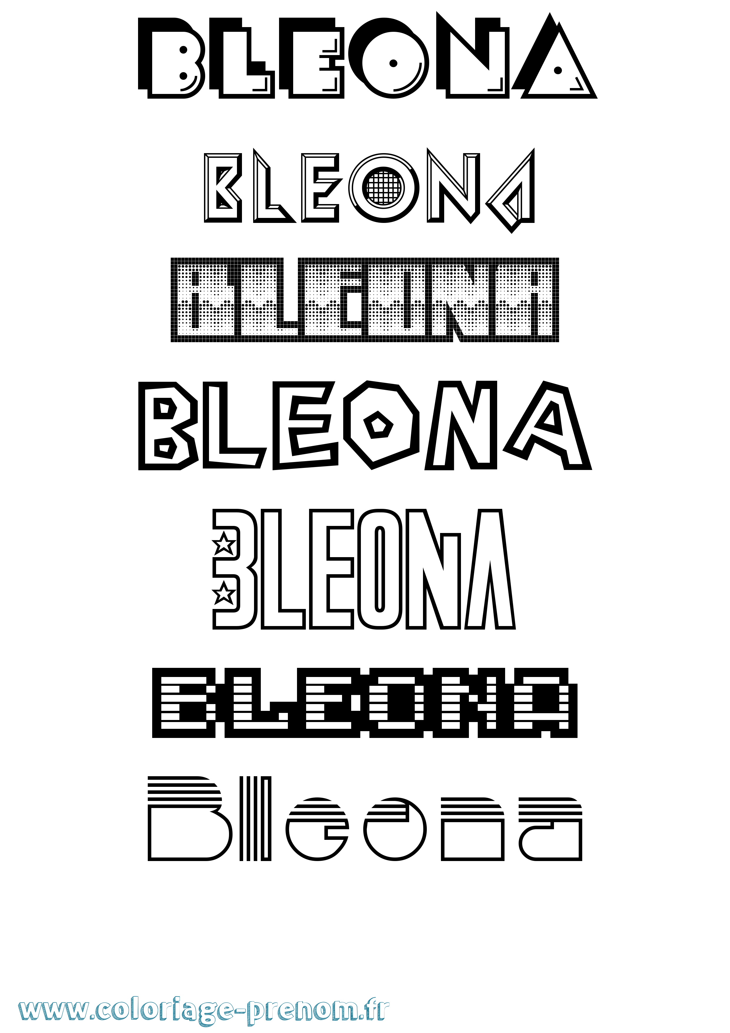 Coloriage prénom Bleona Jeux Vidéos