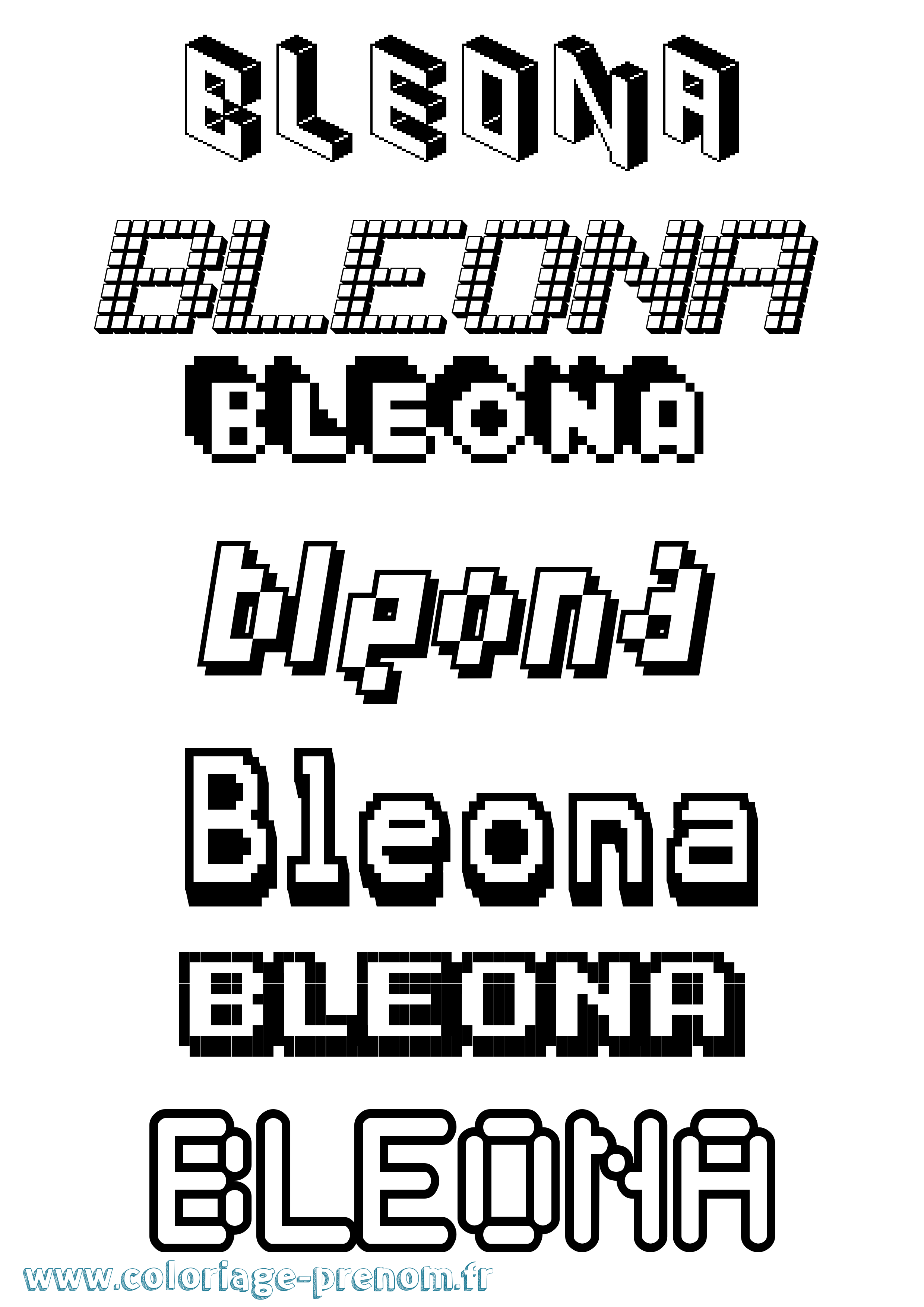 Coloriage prénom Bleona Pixel