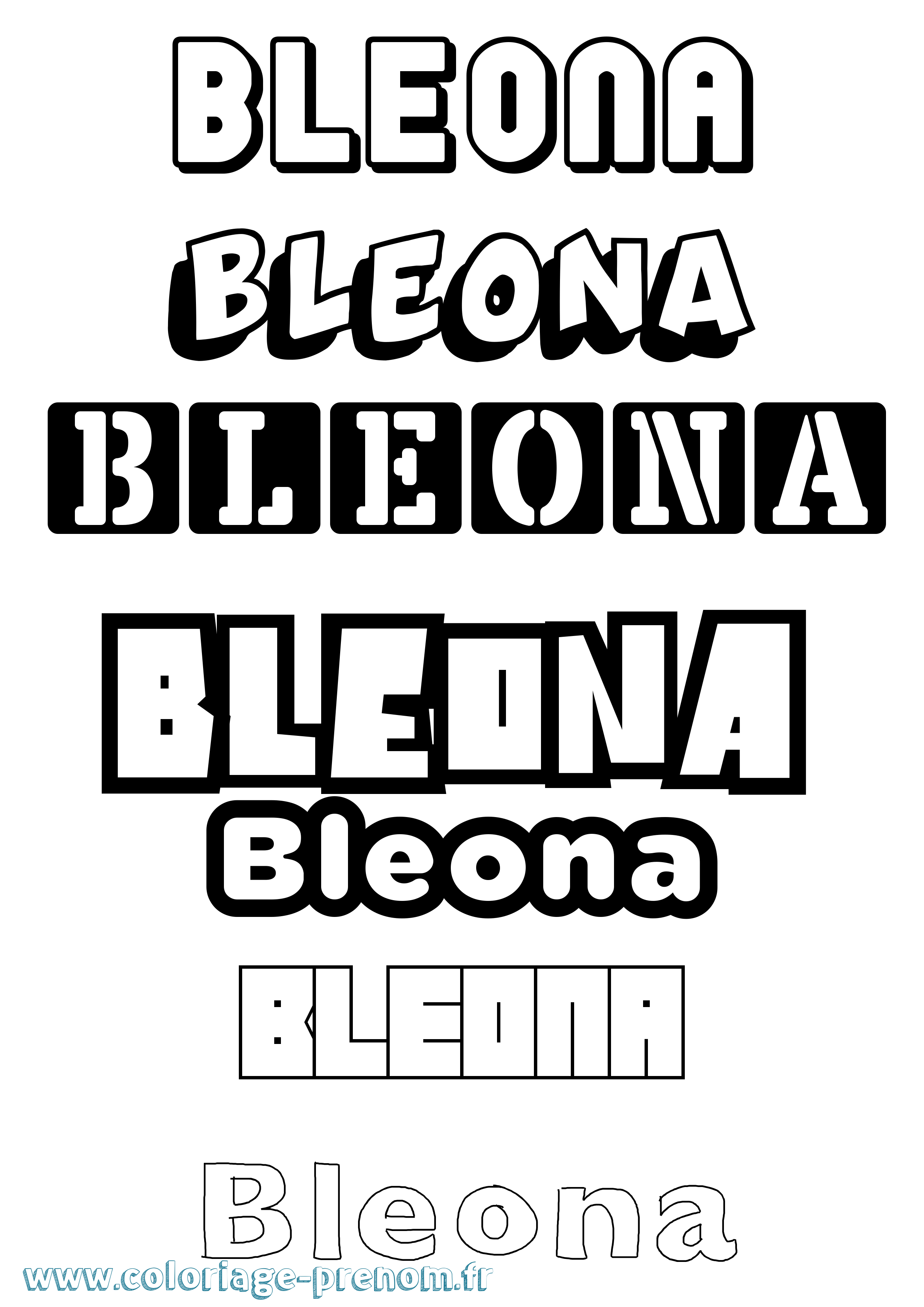 Coloriage prénom Bleona Simple