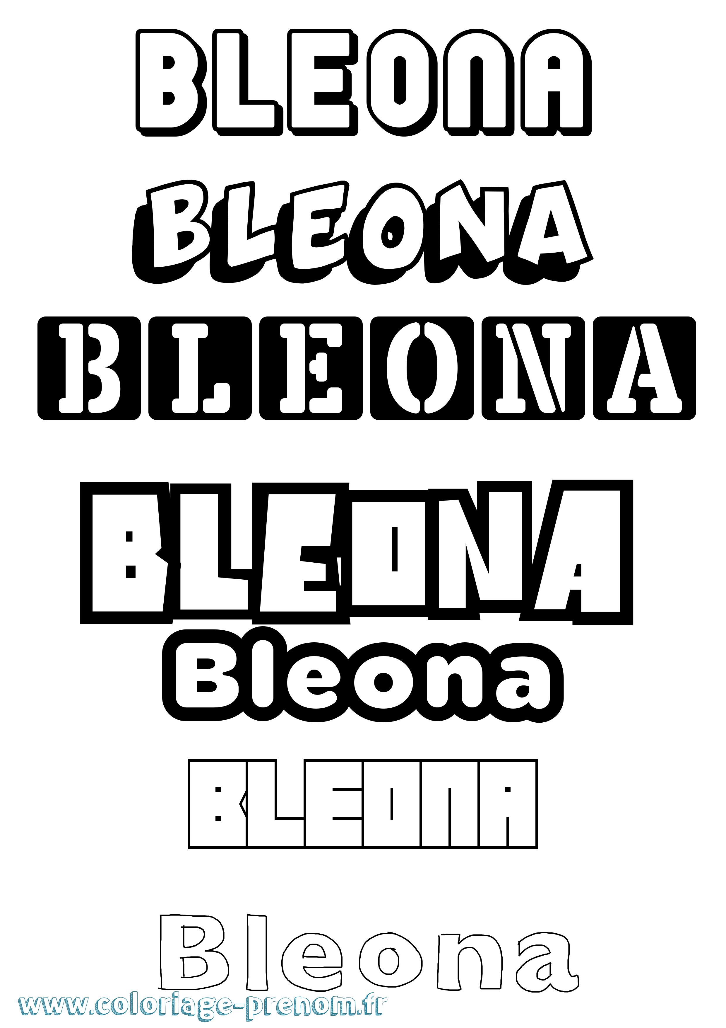 Coloriage Bleona Simple Coloriage prénom Bleona Simple
