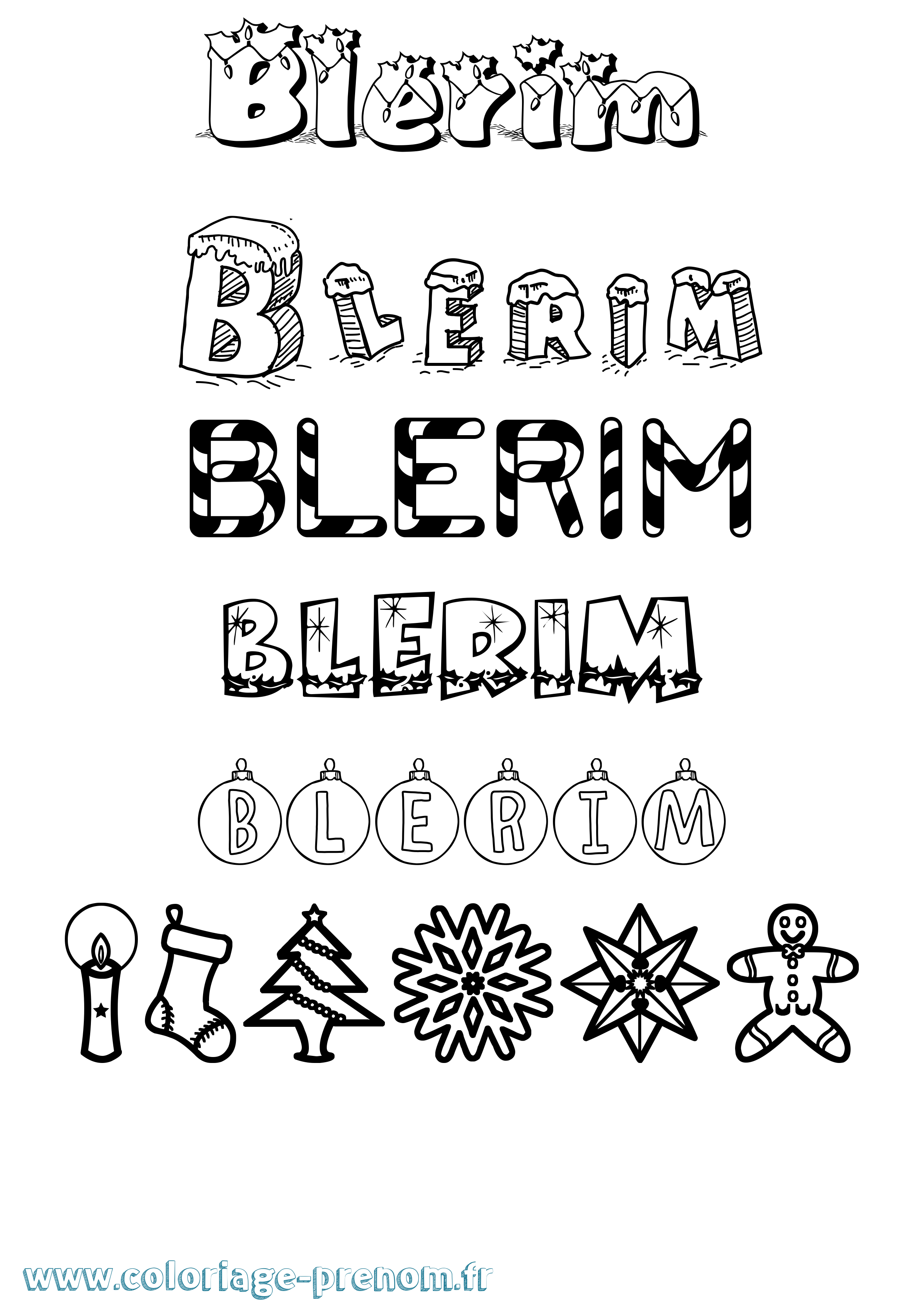 Coloriage prénom Blerim Noël