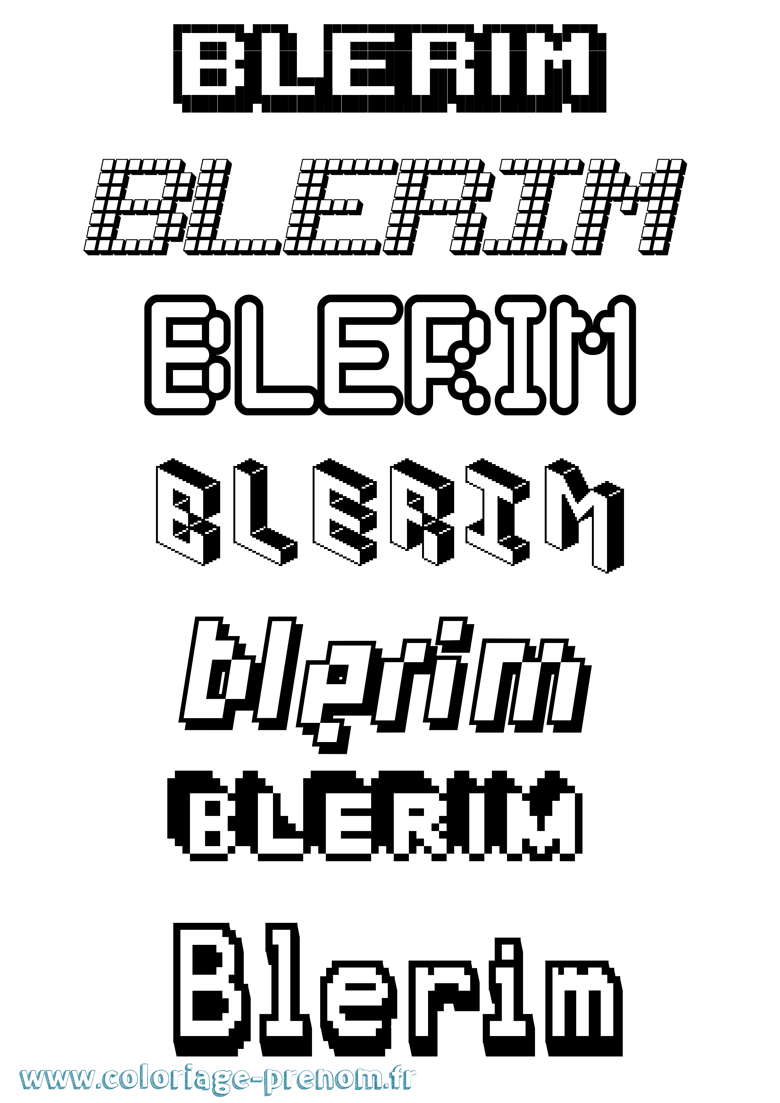 Coloriage prénom Blerim Pixel