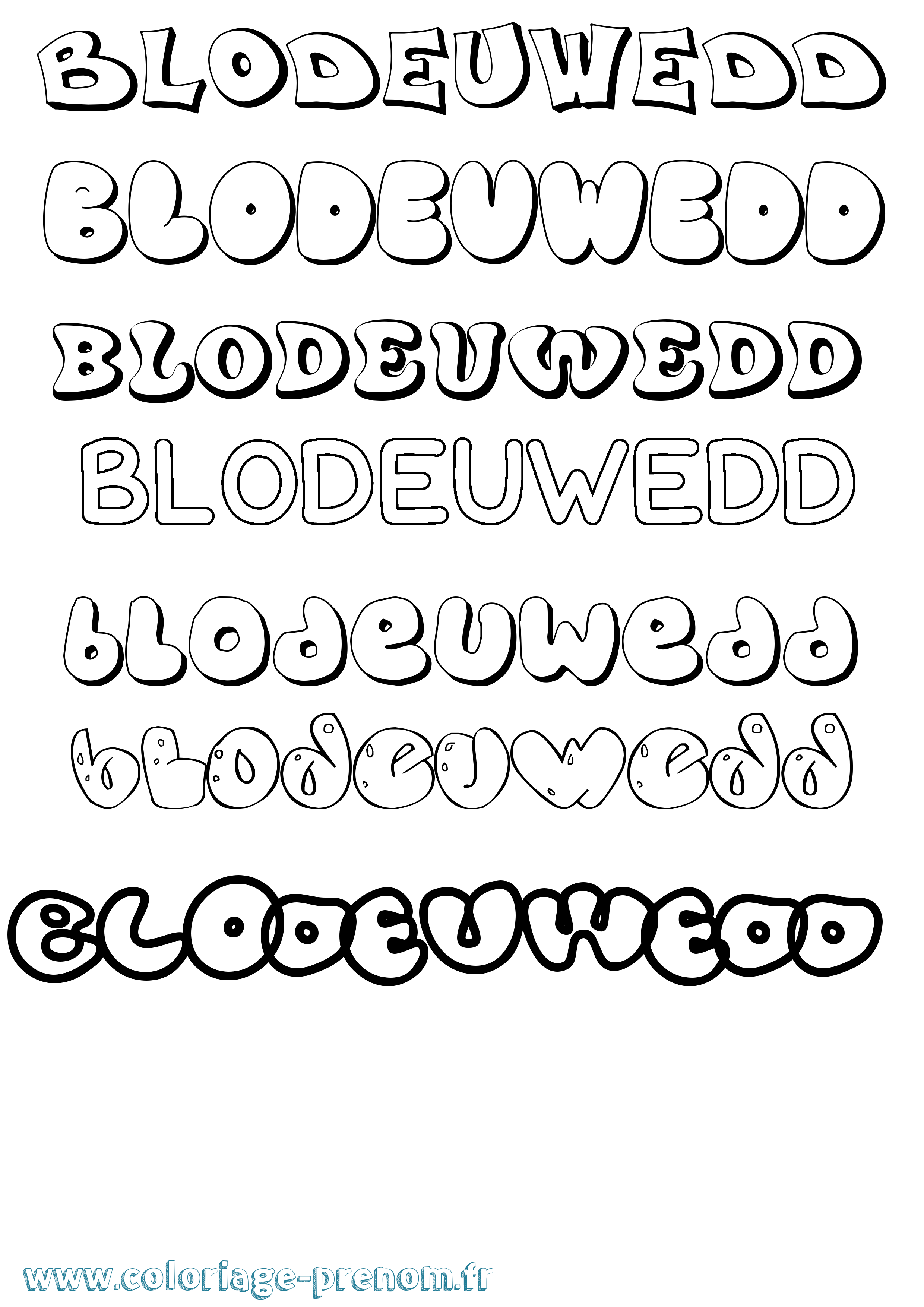 Coloriage Blodeuwedd Bubble Coloriage prénom Blodeuwedd Bubble