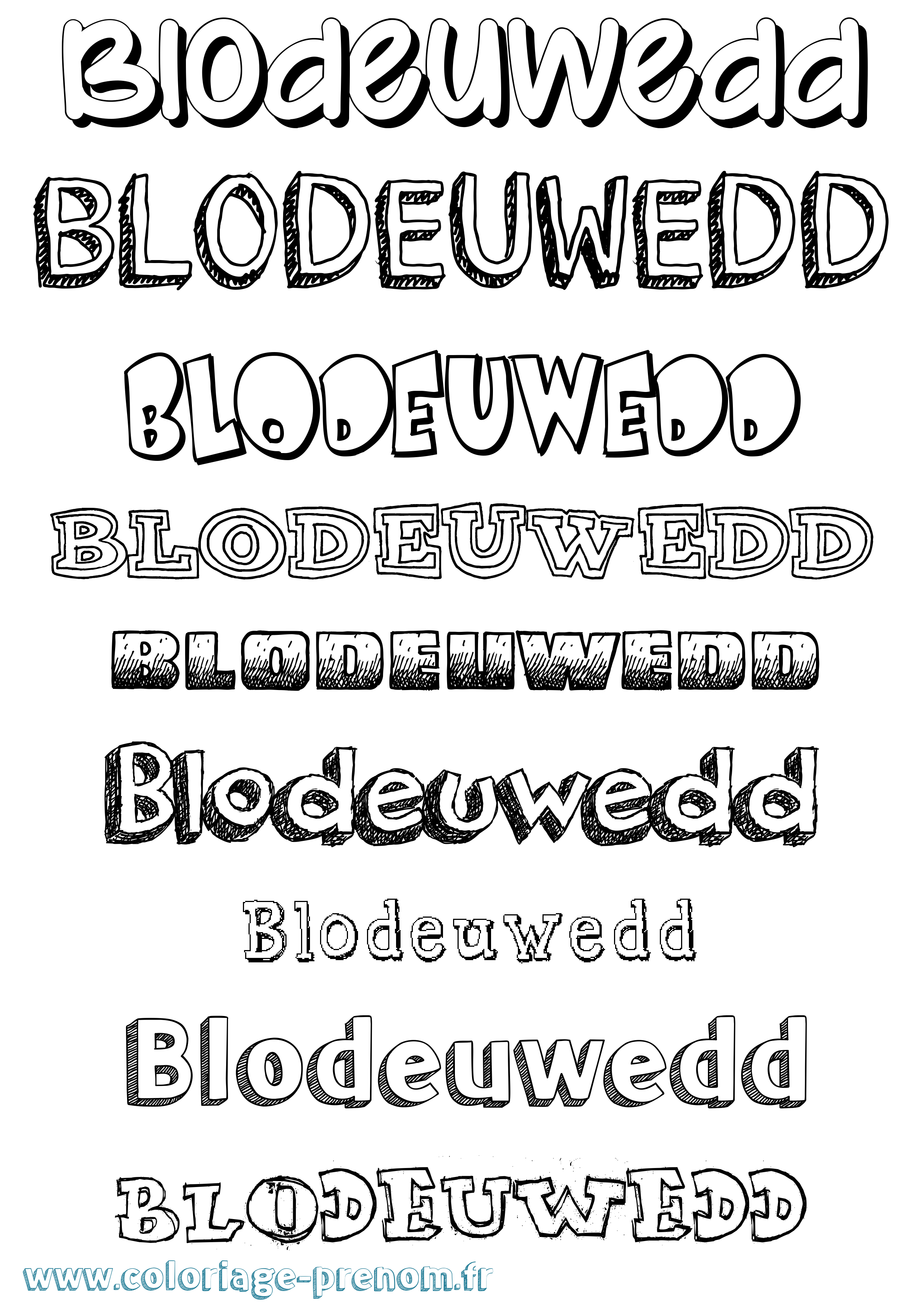 Coloriage Blodeuwedd Dessiné Coloriage prénom Blodeuwedd Dessiné