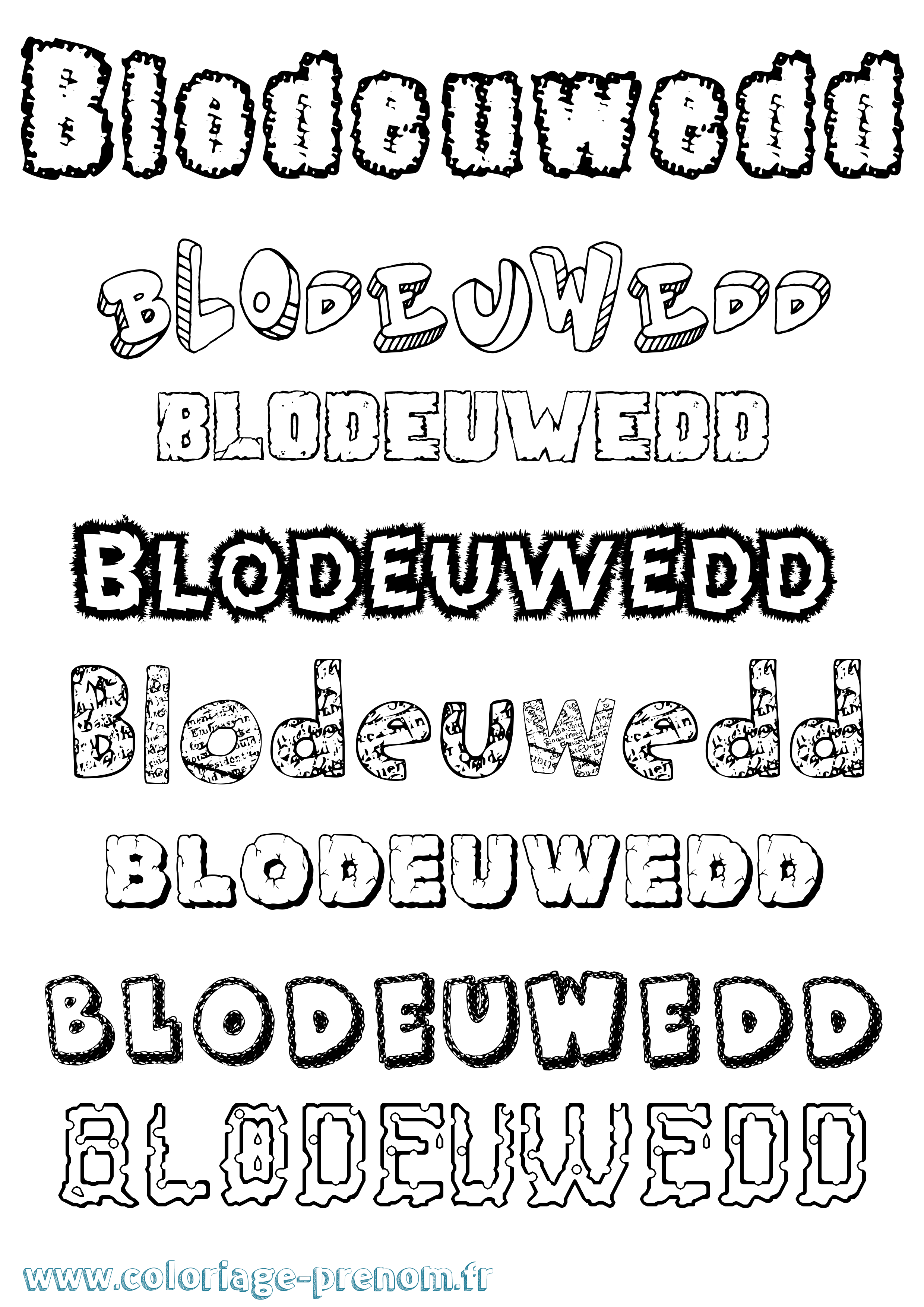 Coloriage Blodeuwedd Destructuré Coloriage prénom Blodeuwedd Destructuré