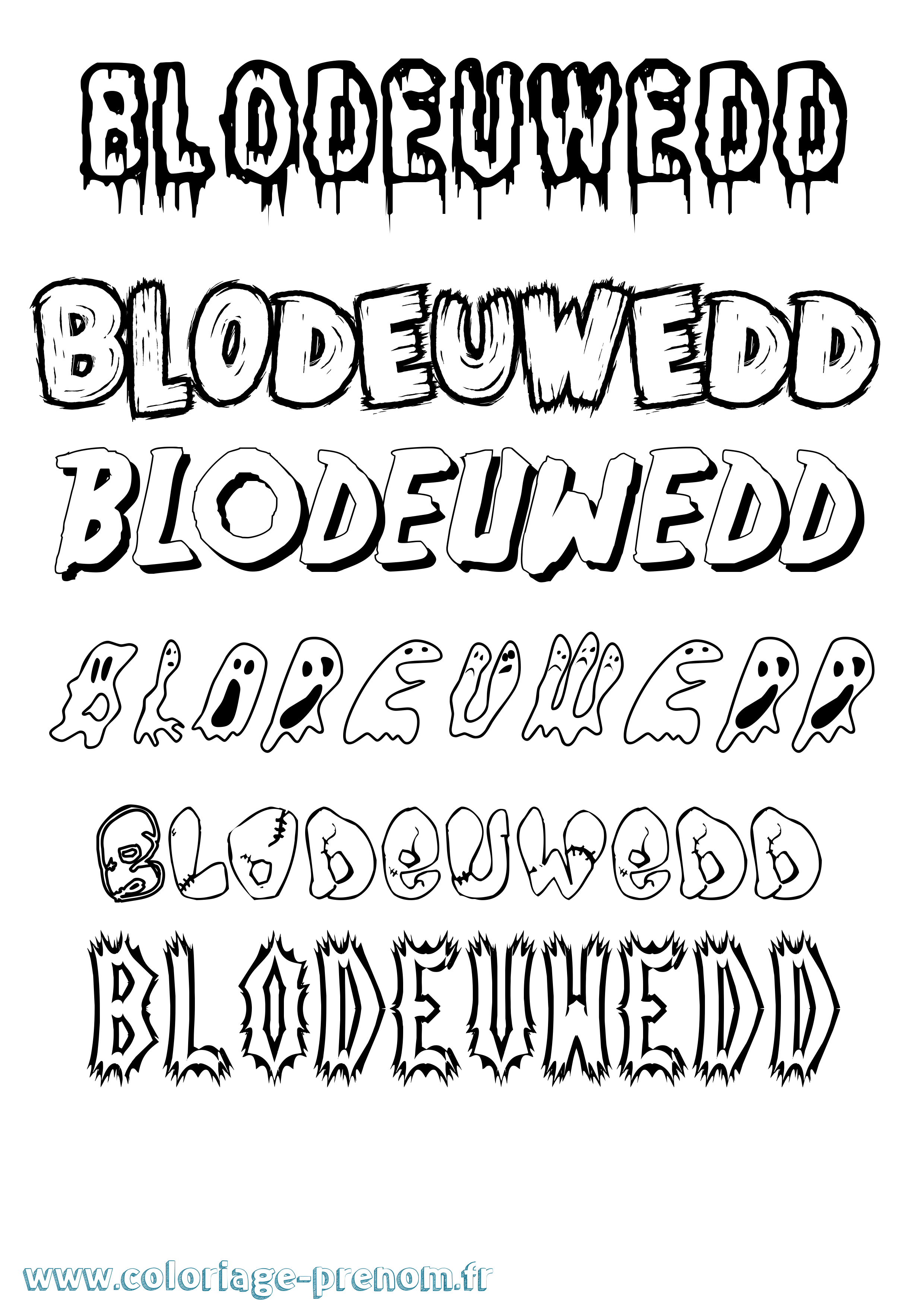 Coloriage Blodeuwedd Frisson Coloriage prénom Blodeuwedd Frisson