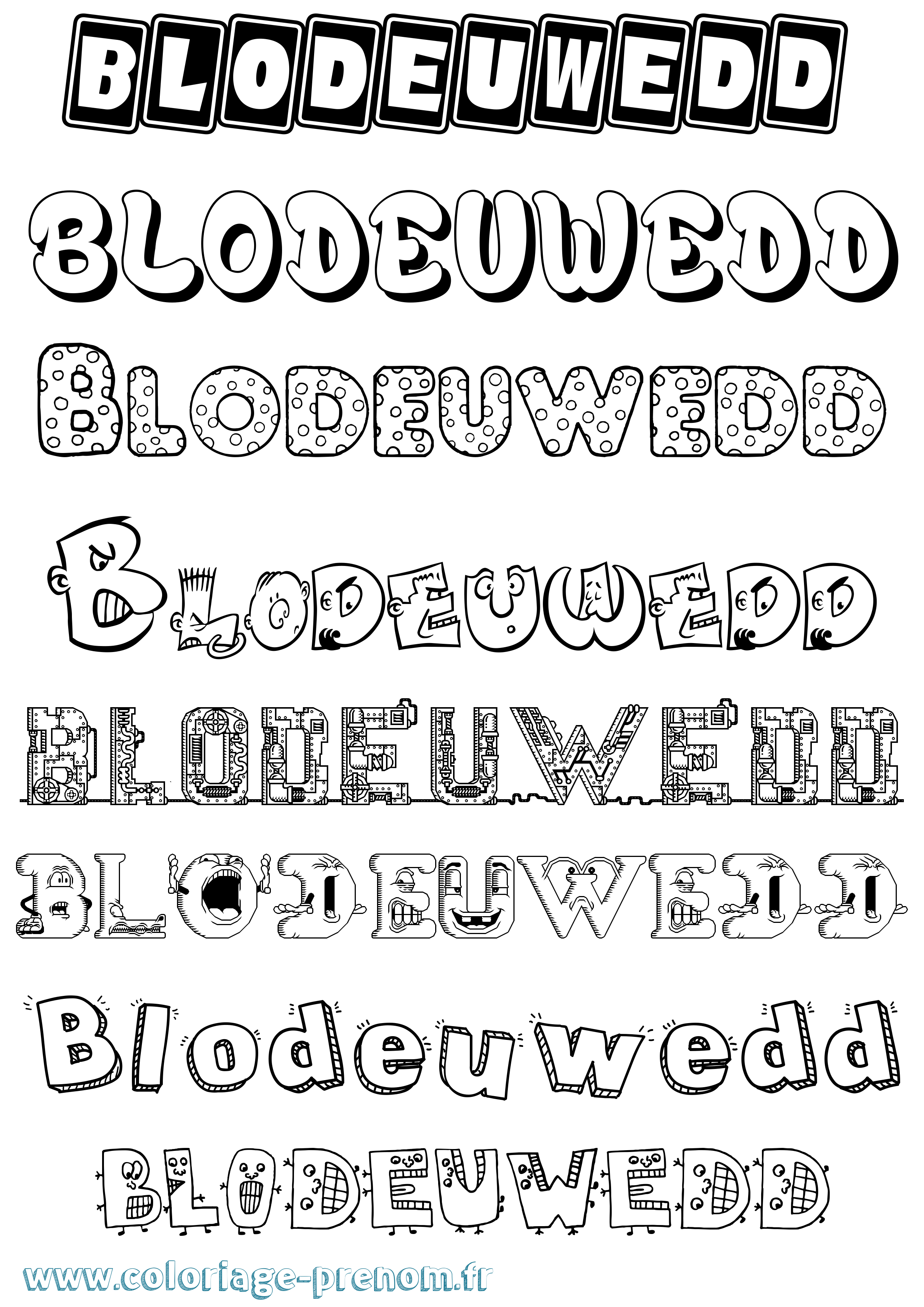 Coloriage Blodeuwedd Fun Coloriage prénom Blodeuwedd Fun