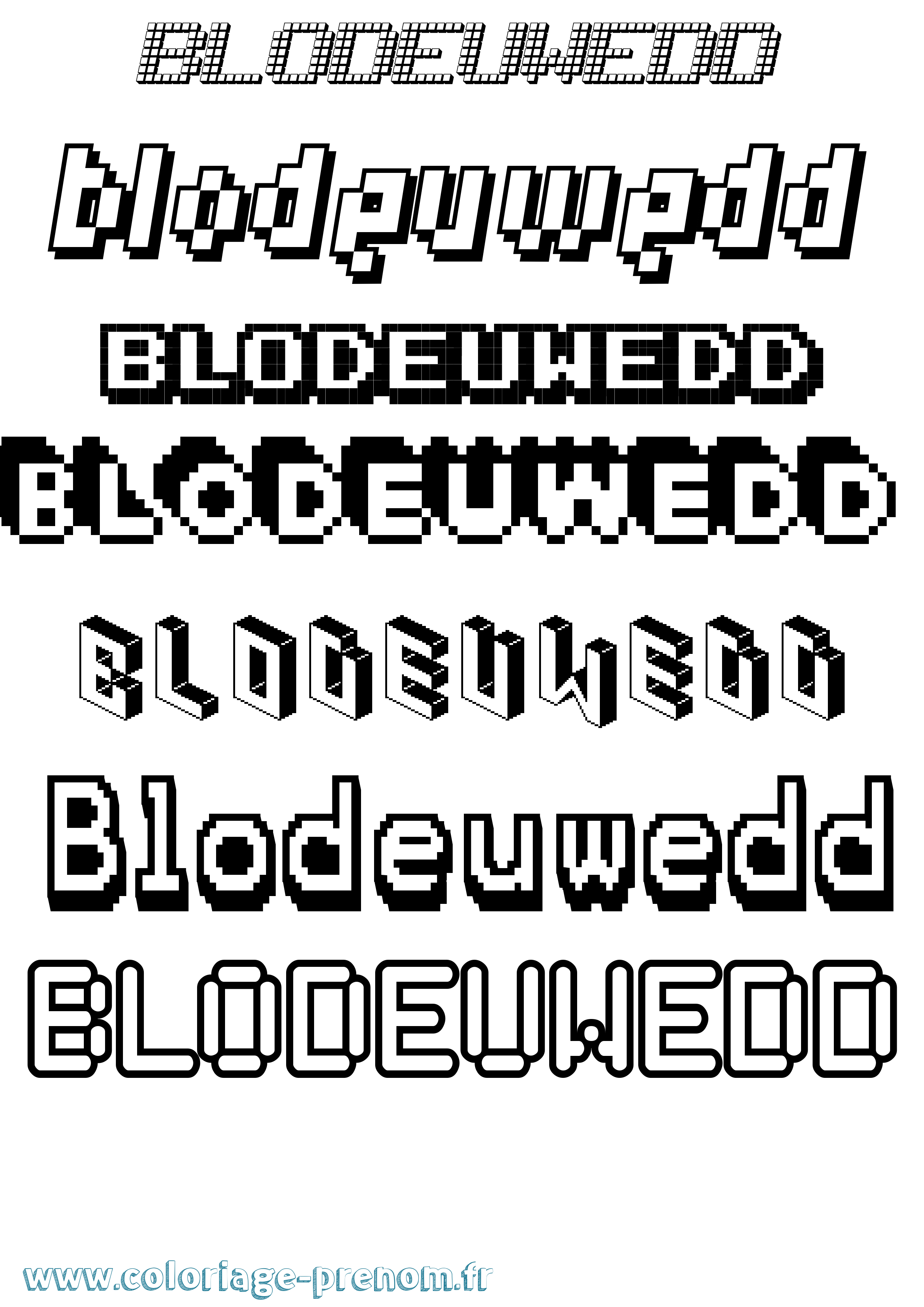 Coloriage Blodeuwedd Pixel Coloriage prénom Blodeuwedd Pixel