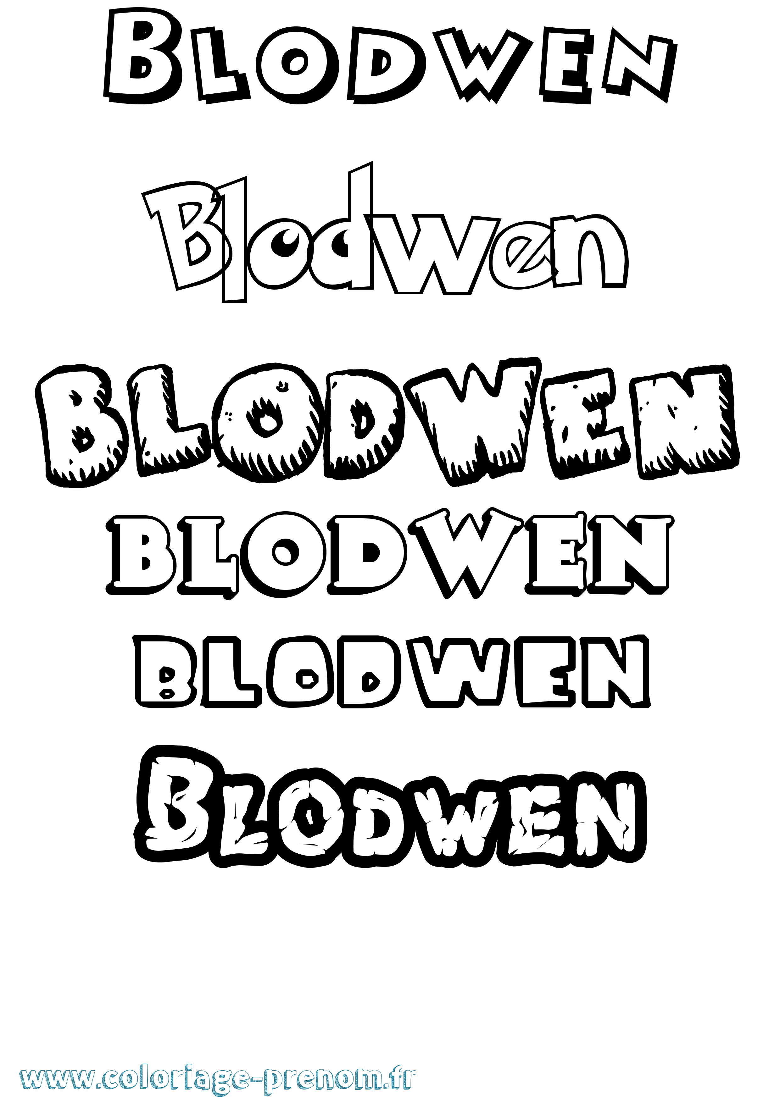 Coloriage prénom Blodwen Dessin Animé