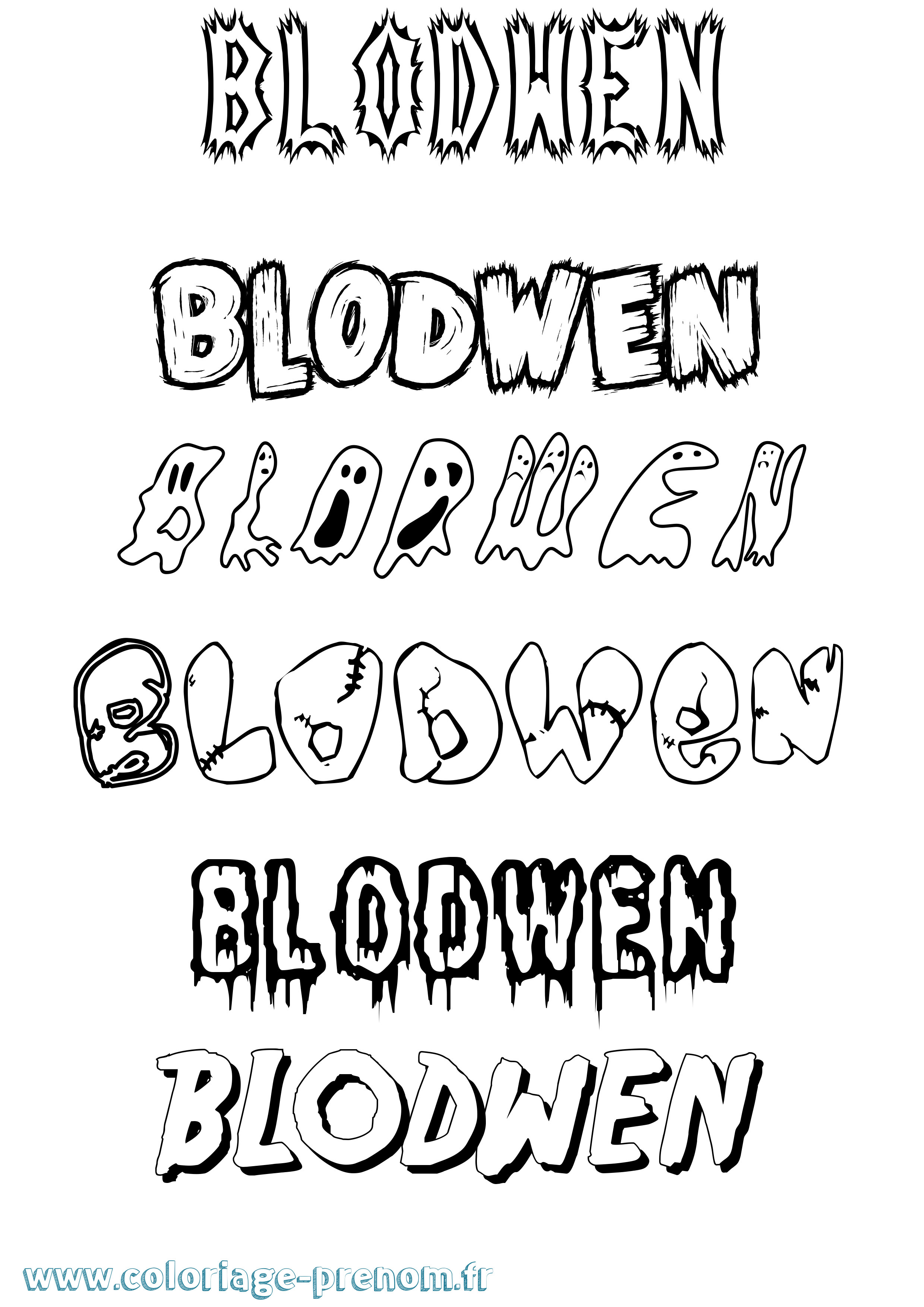 Coloriage prénom Blodwen Frisson
