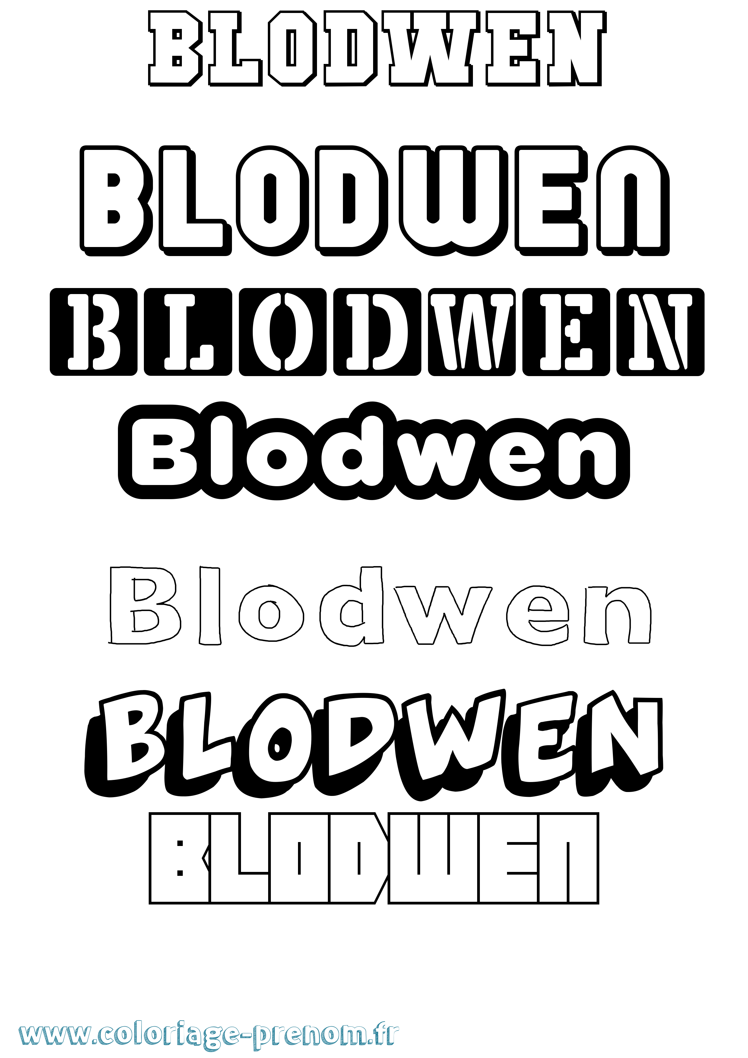 Coloriage prénom Blodwen Simple
