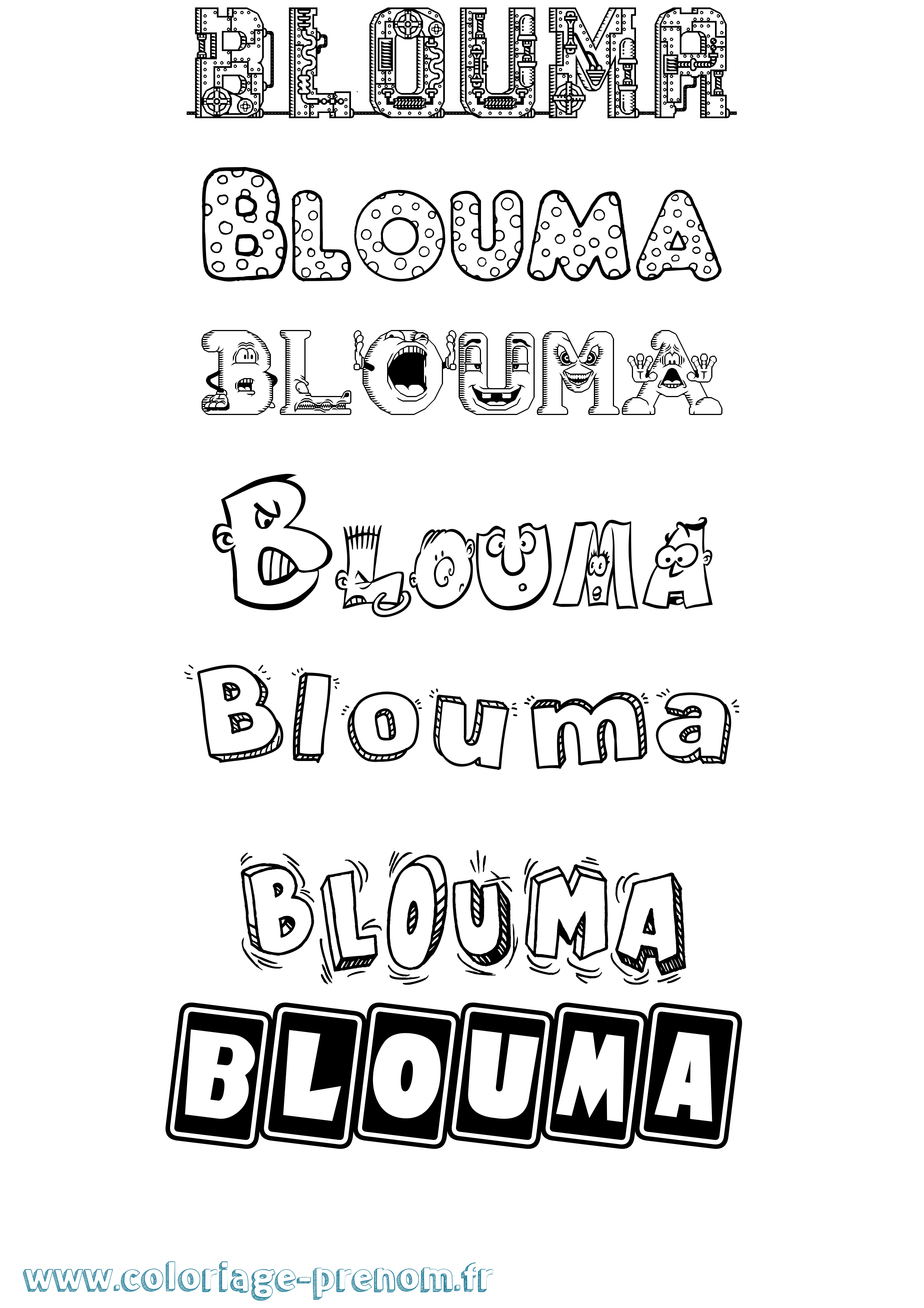 Coloriage prénom Blouma Fun