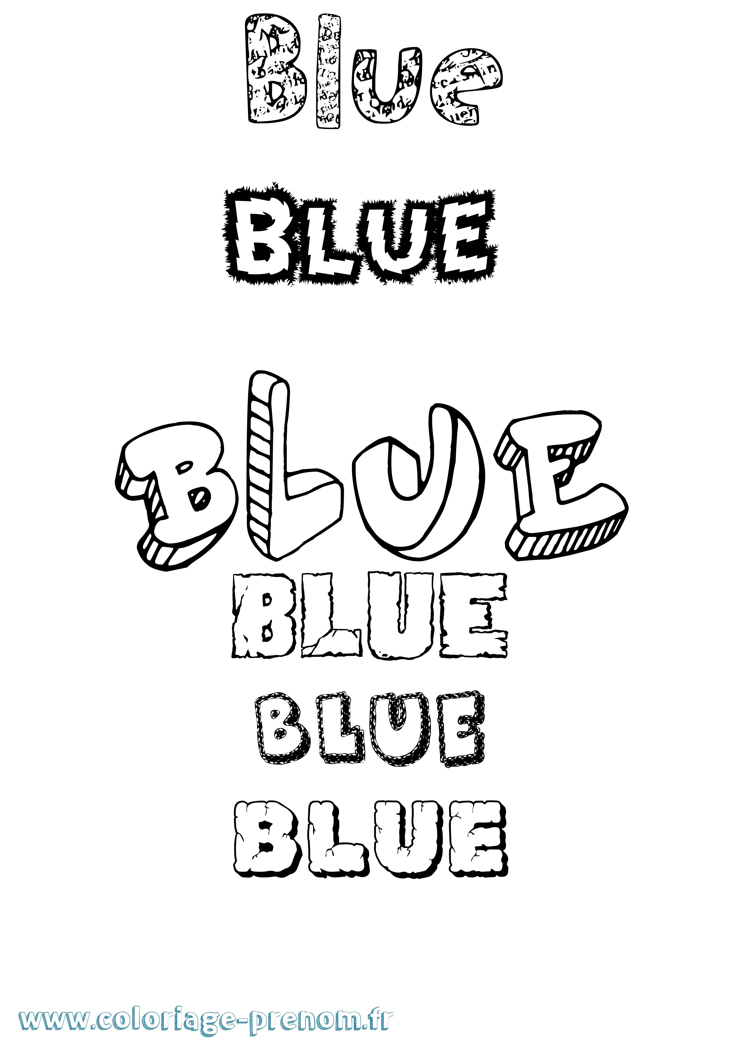 Coloriage prénom Blue Destructuré