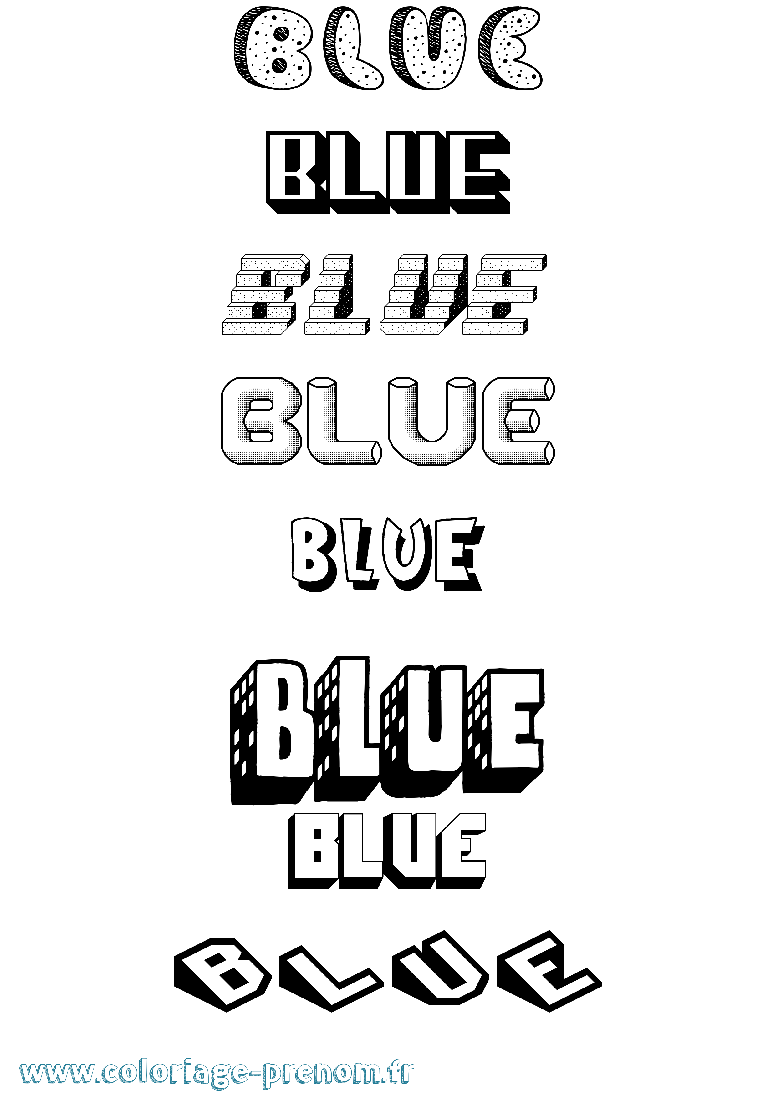 Coloriage prénom Blue Effet 3D