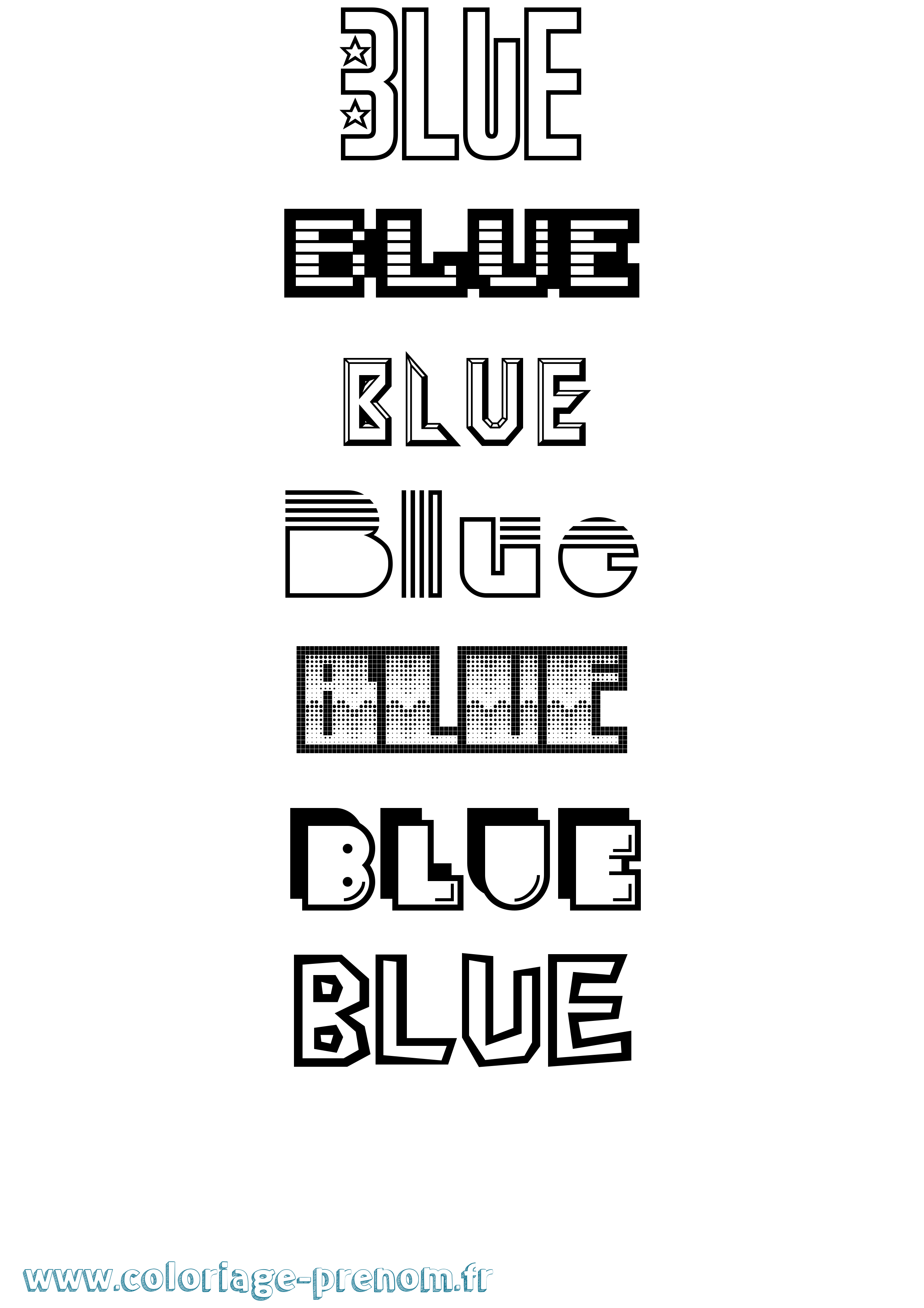 Coloriage prénom Blue Jeux Vidéos
