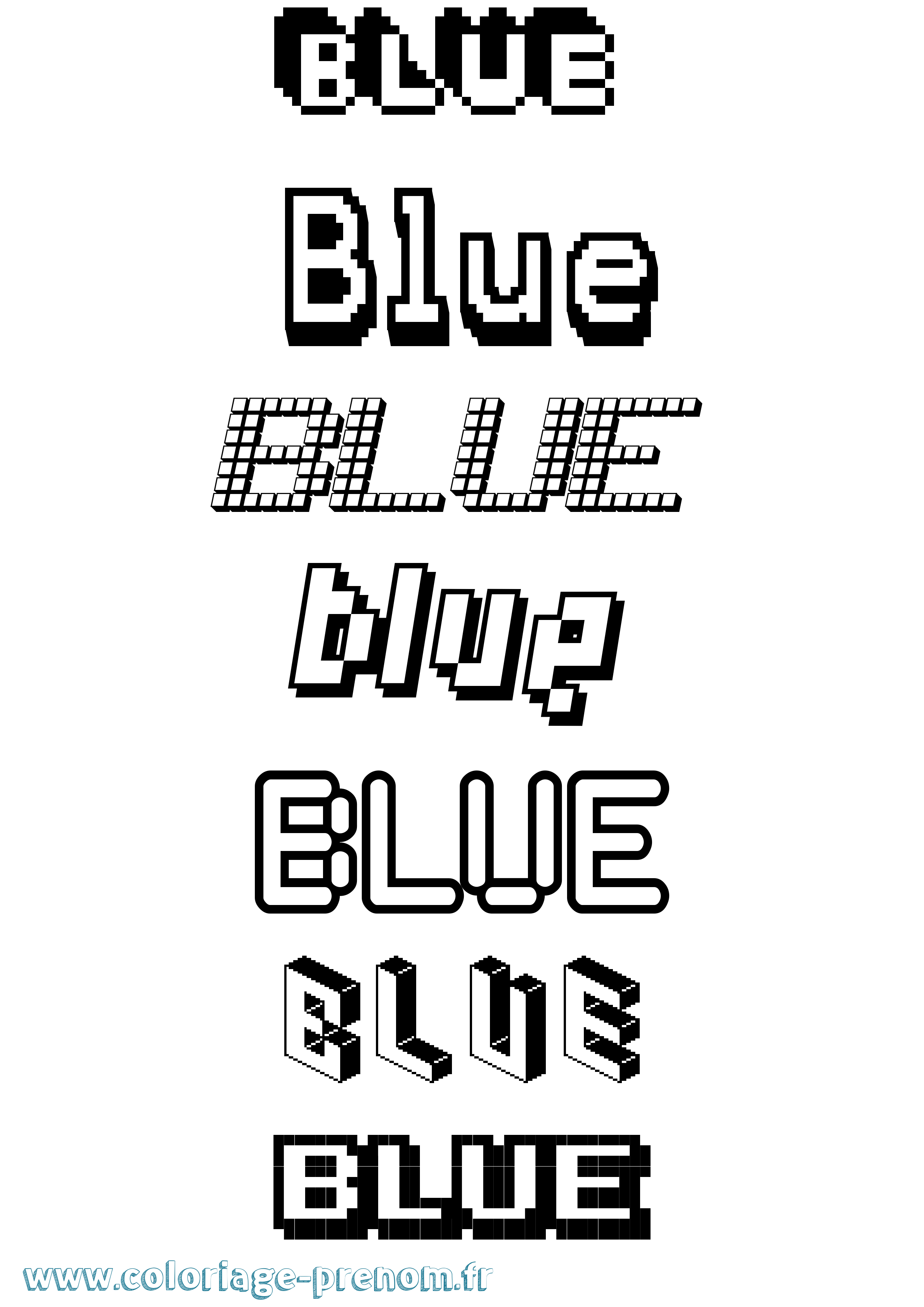 Coloriage prénom Blue Pixel