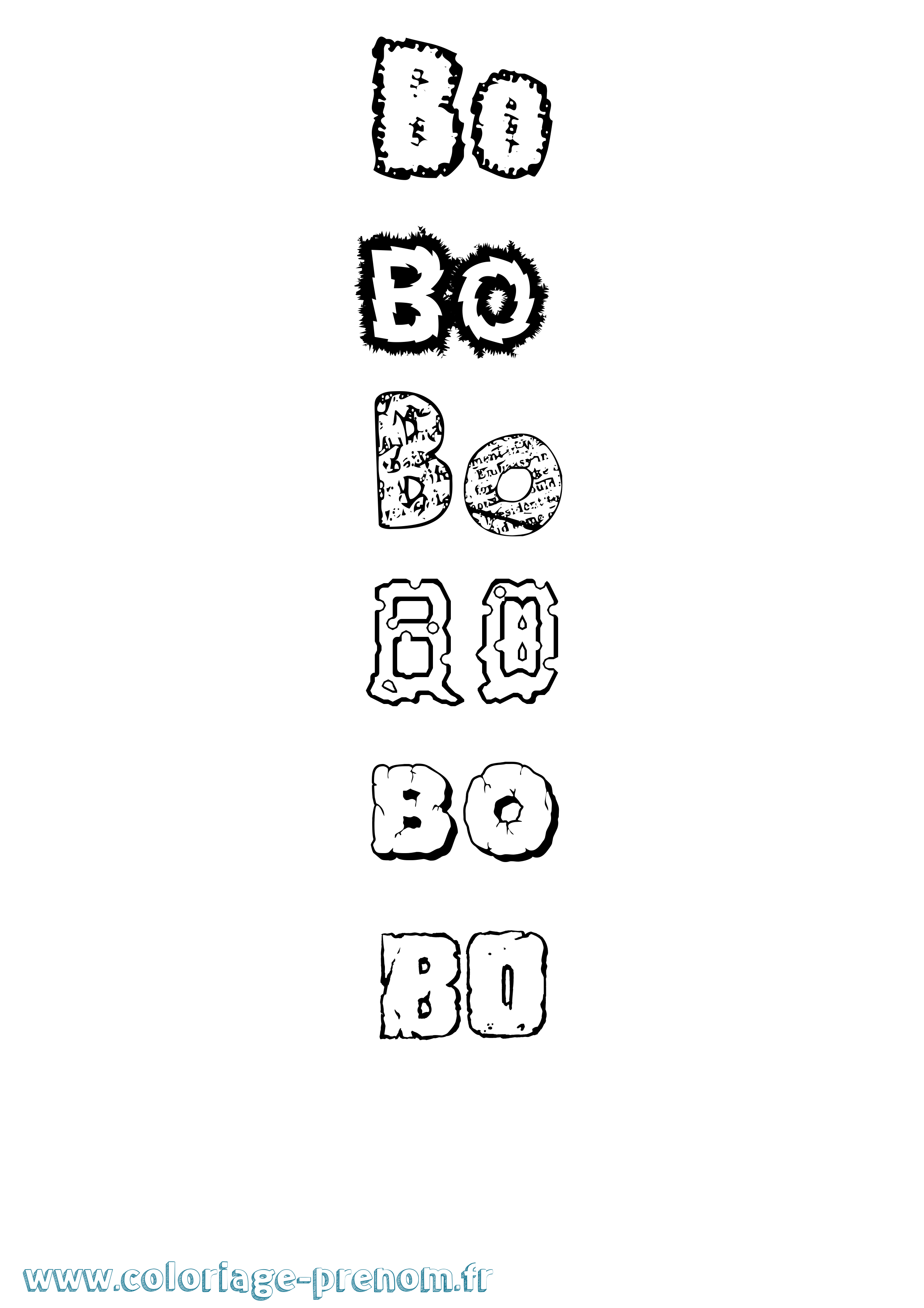 Coloriage Bo Destructuré Coloriage prénom Bo Destructuré