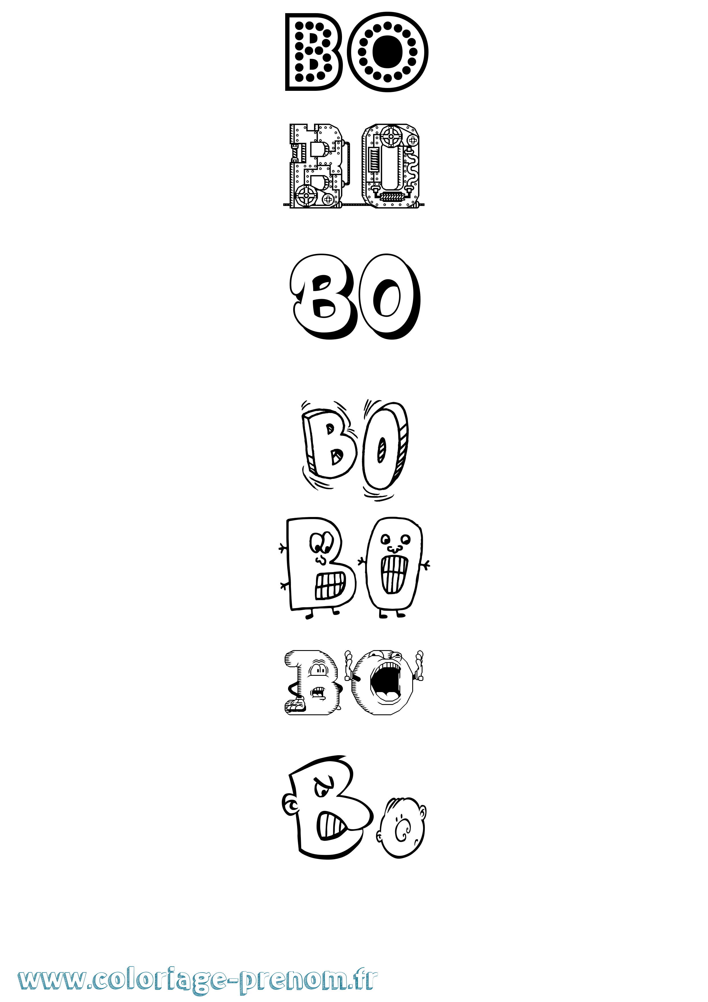 Coloriage Bo Fun Coloriage prénom Bo Fun