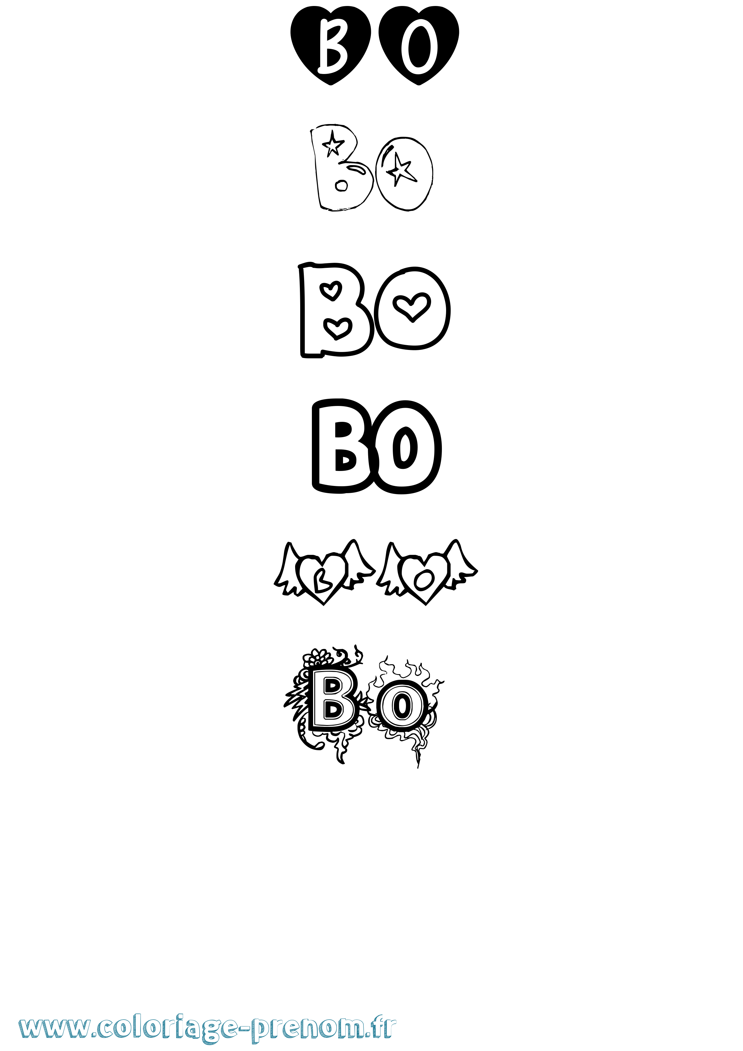 Coloriage Bo Girly Coloriage prénom Bo Girly