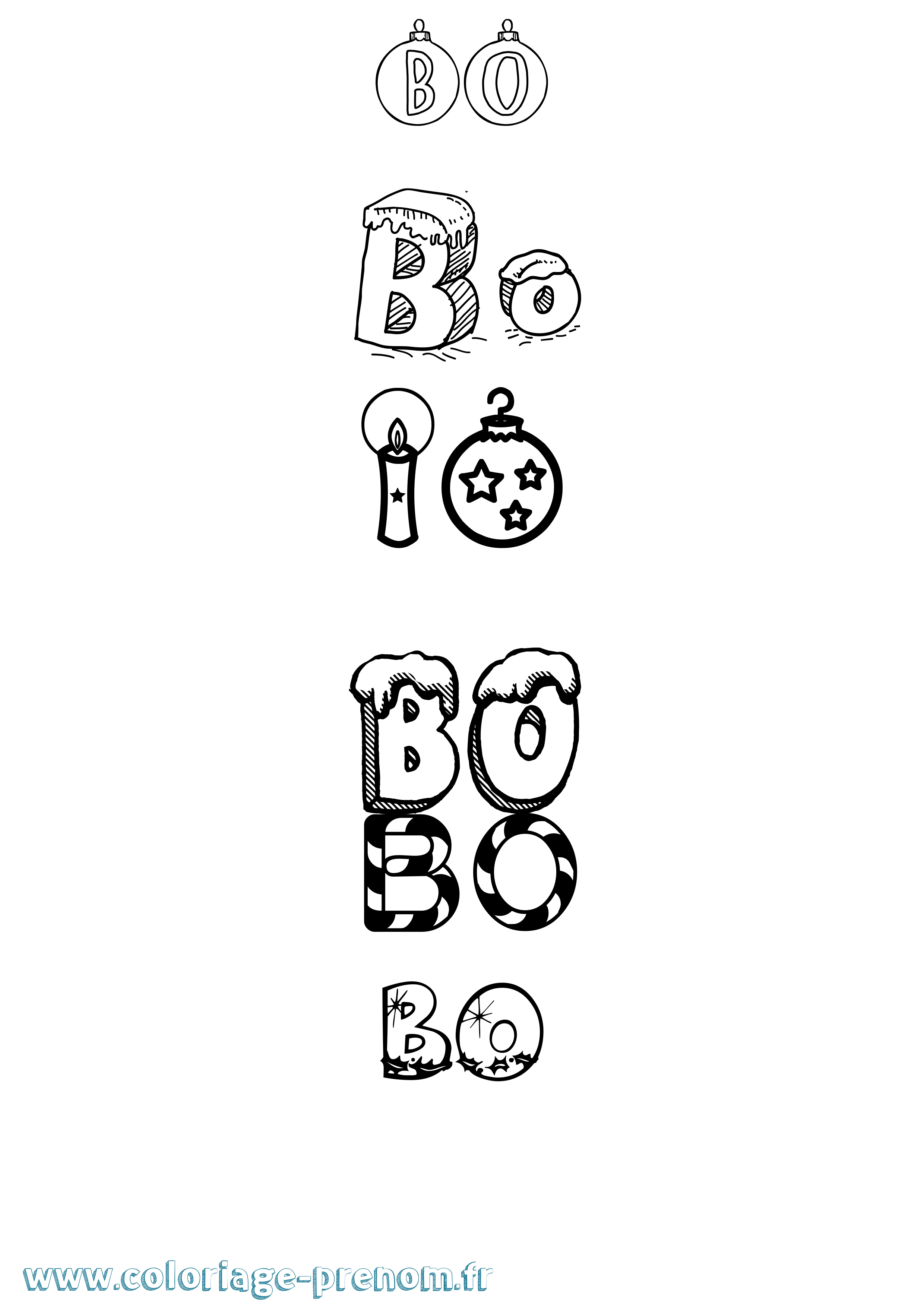 Coloriage Bo Noël Coloriage prénom Bo Noël