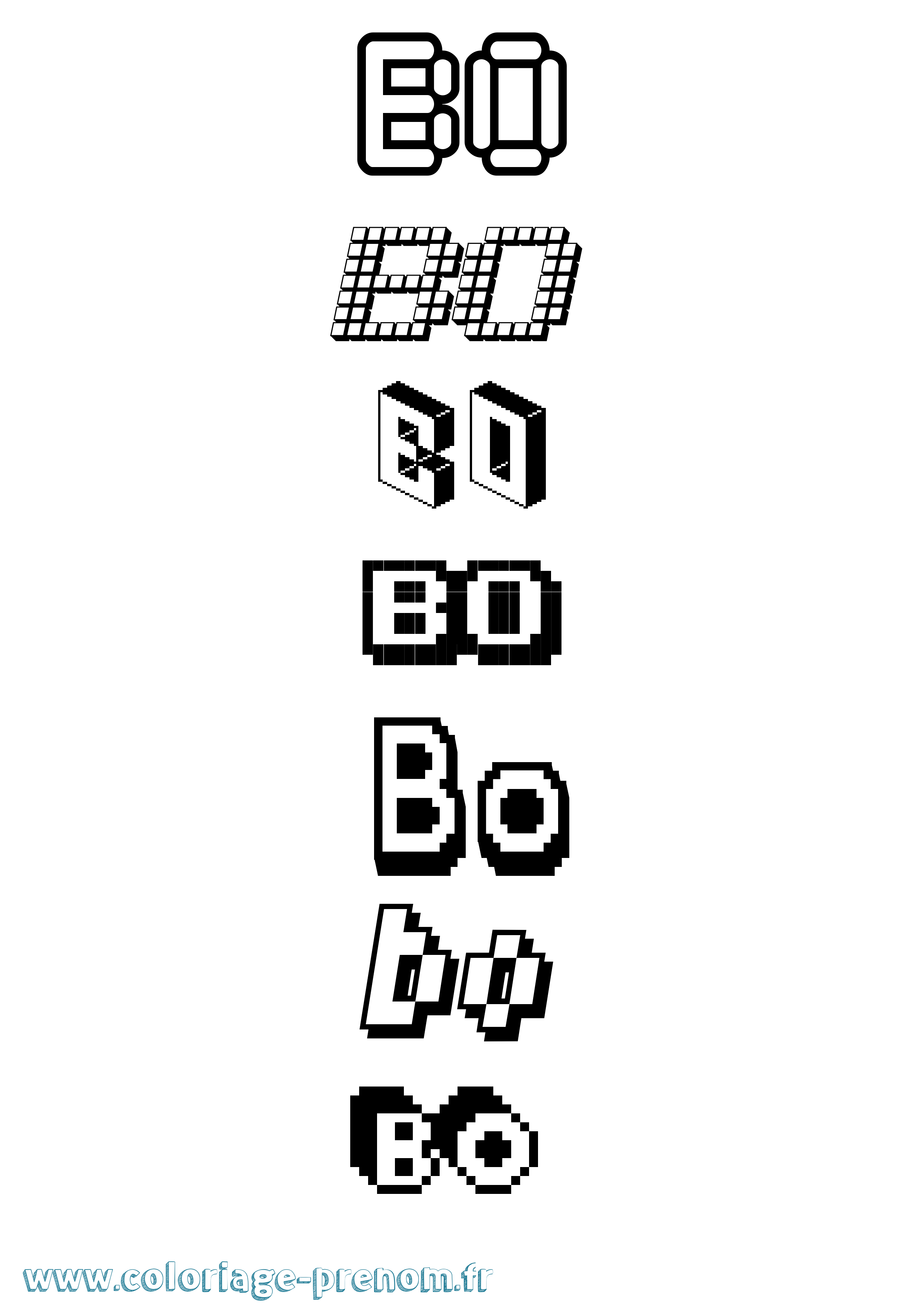 Coloriage Bo Pixel Coloriage prénom Bo Pixel