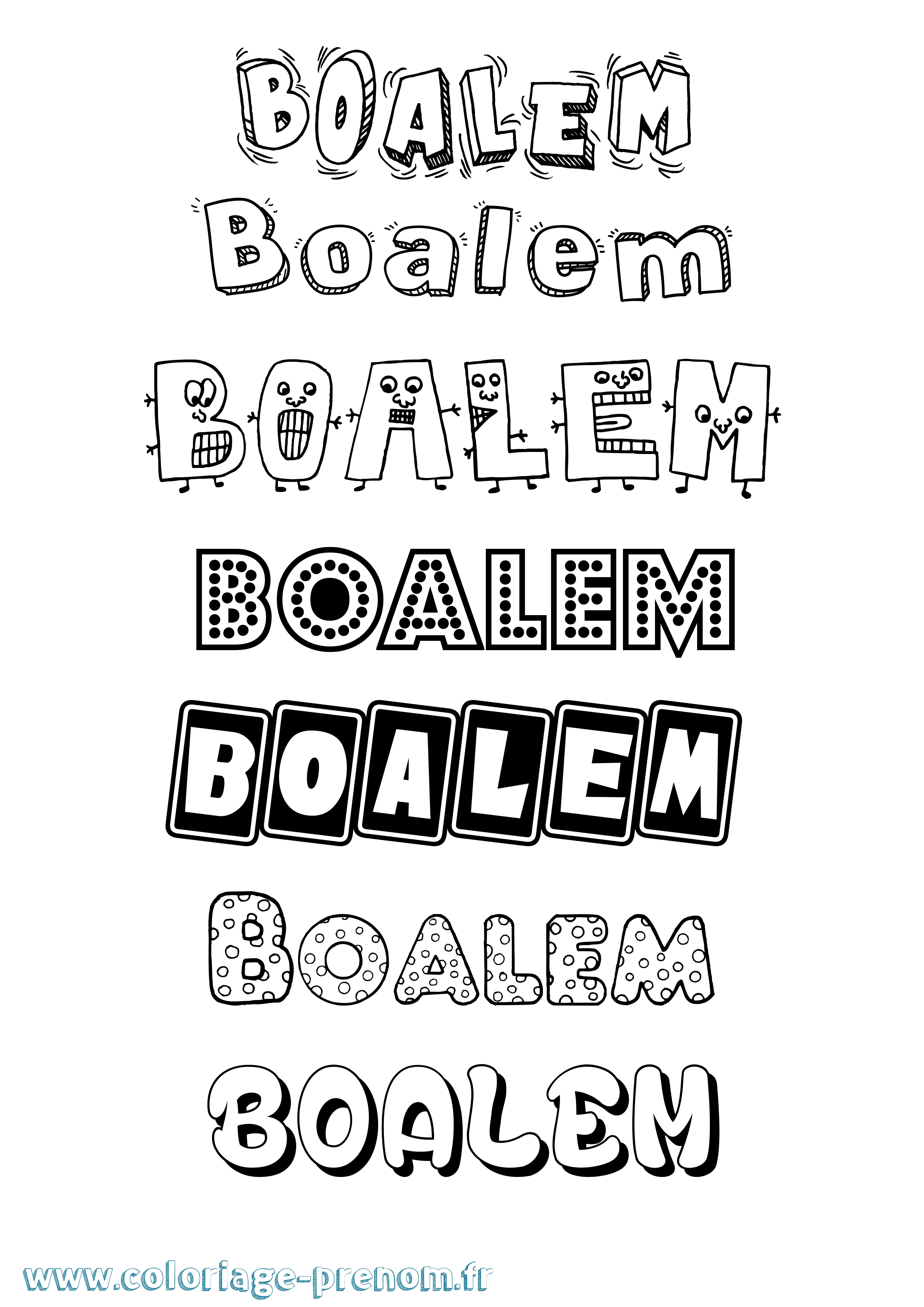 Coloriage prénom Boalem Fun