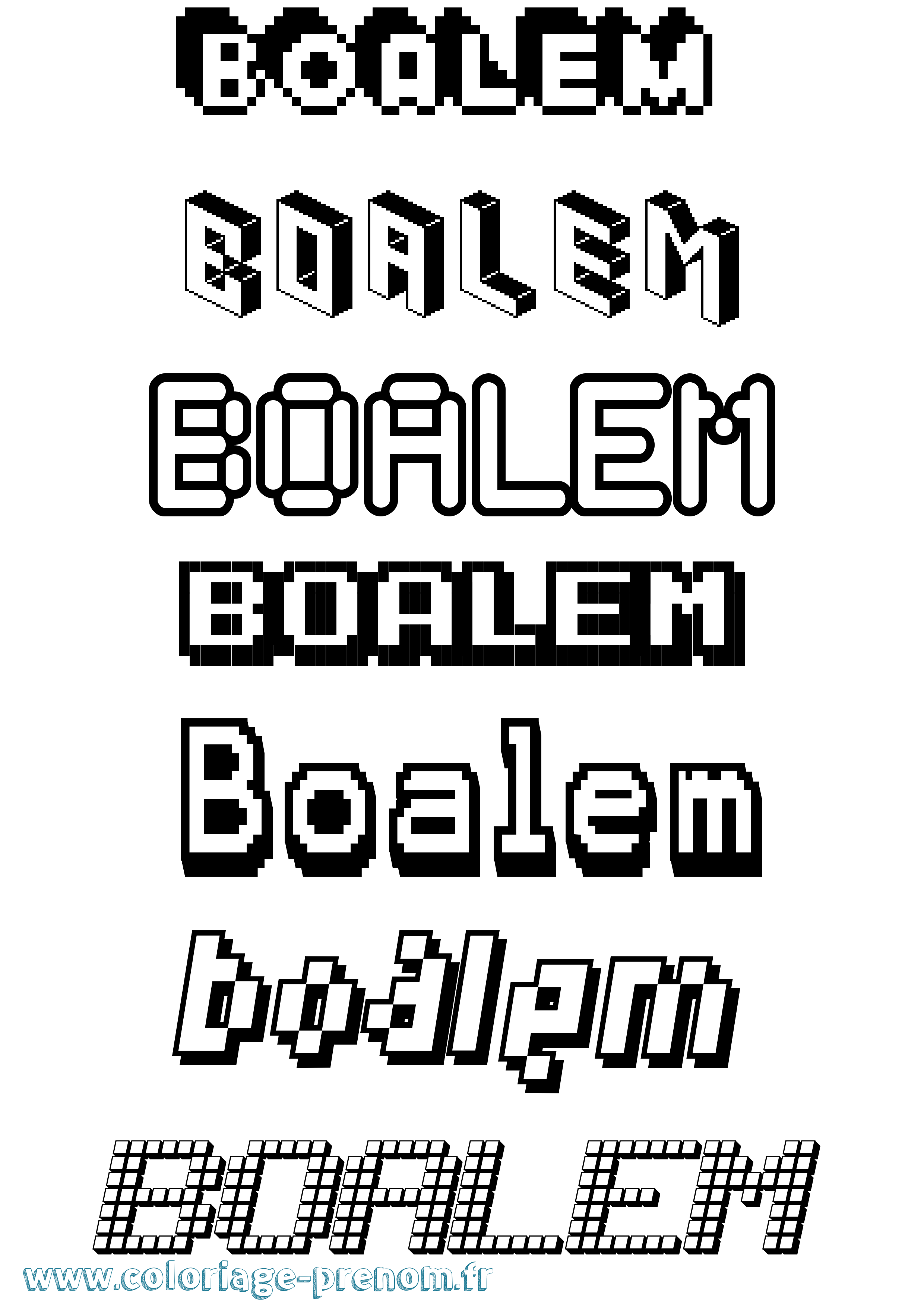 Coloriage prénom Boalem Pixel