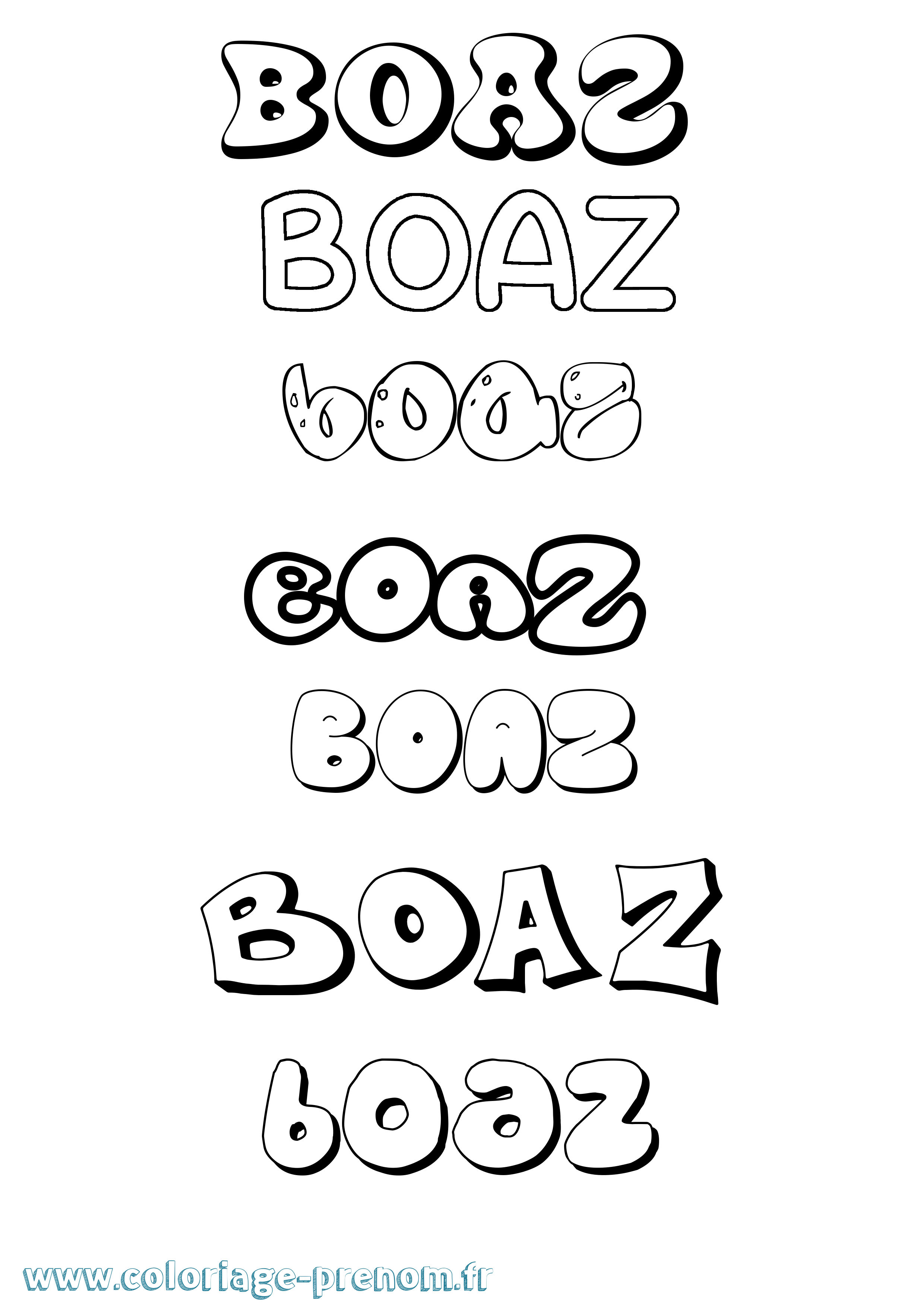 Coloriage prénom Boaz Bubble