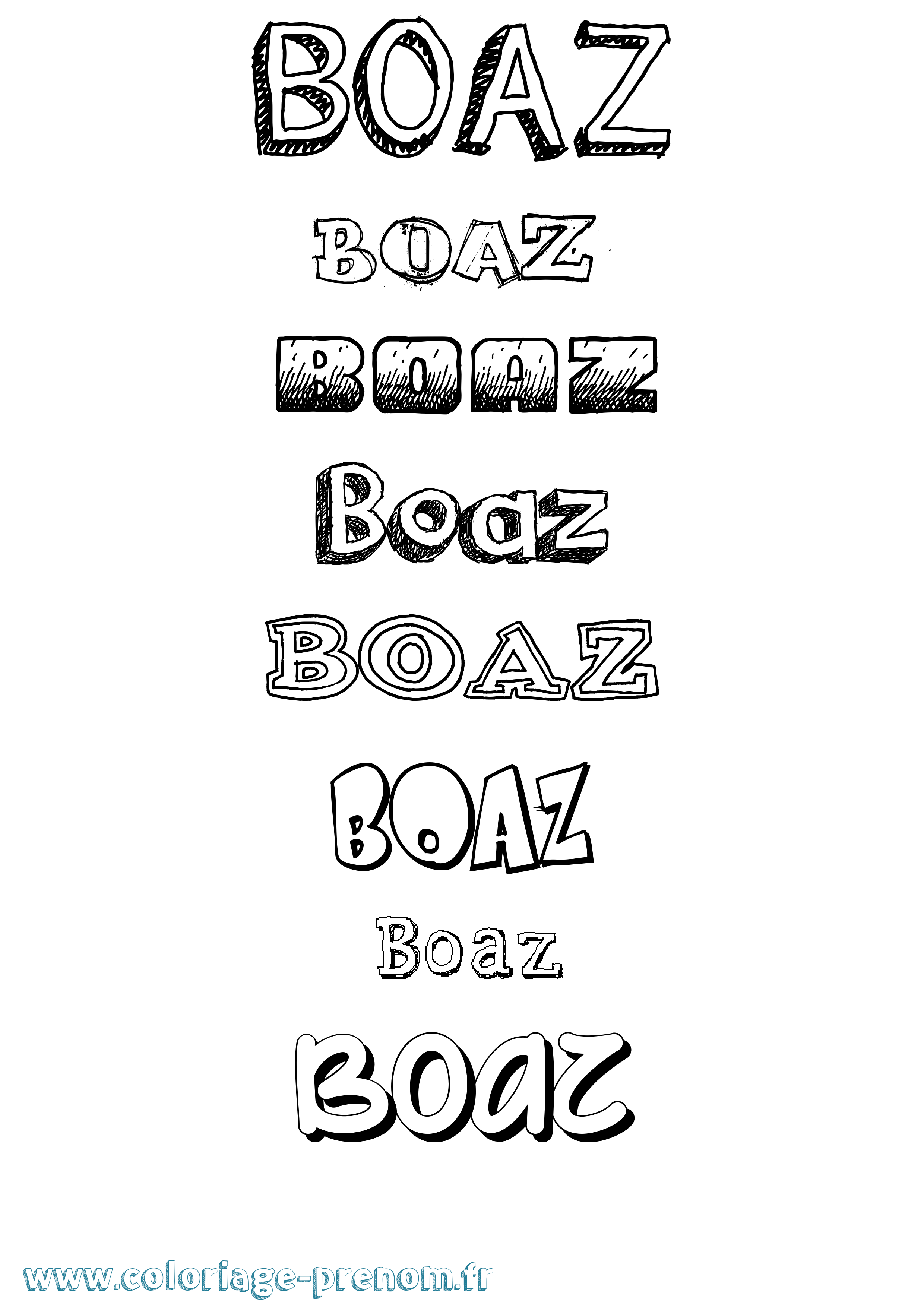Coloriage prénom Boaz Dessiné