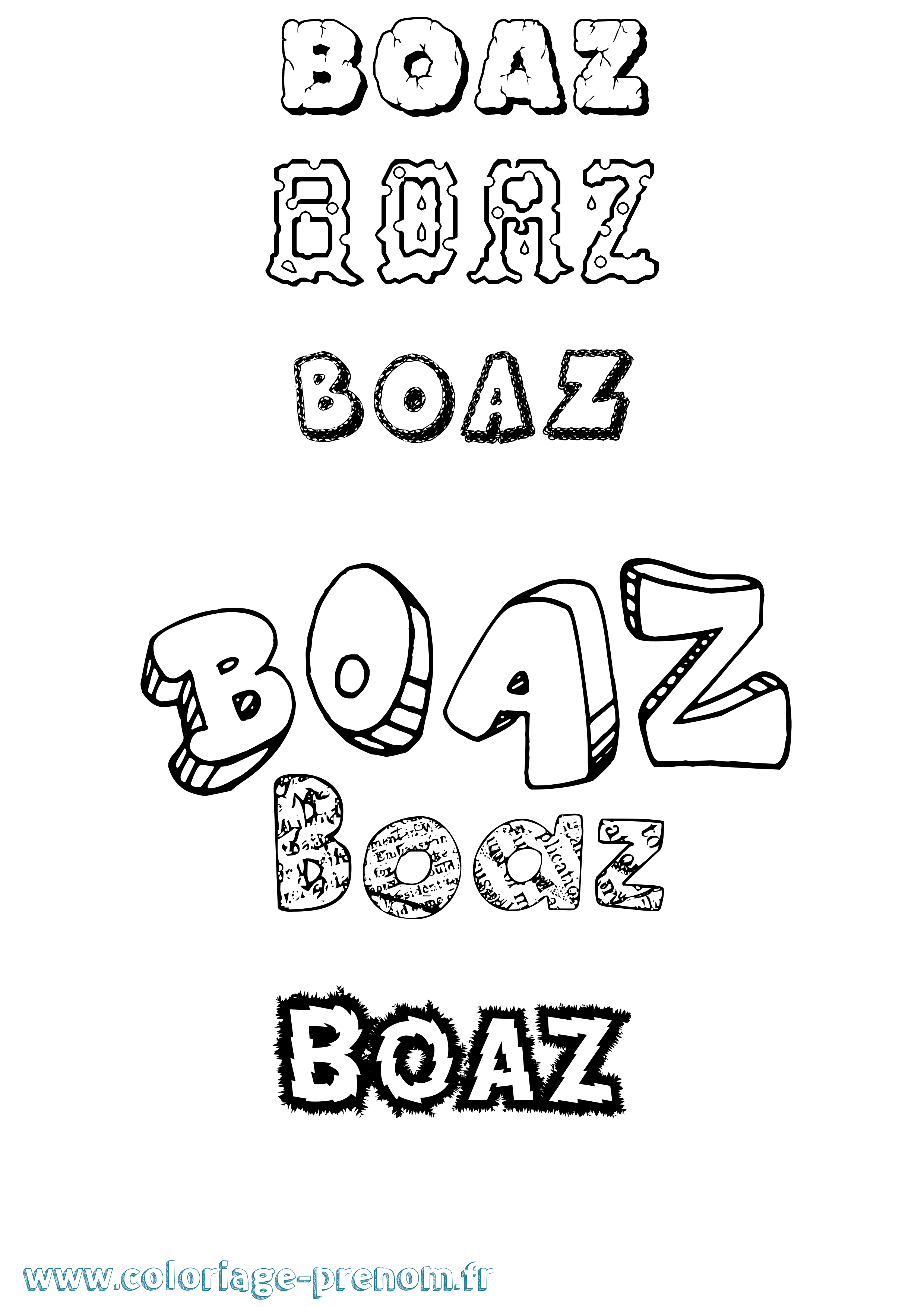 Coloriage prénom Boaz Destructuré