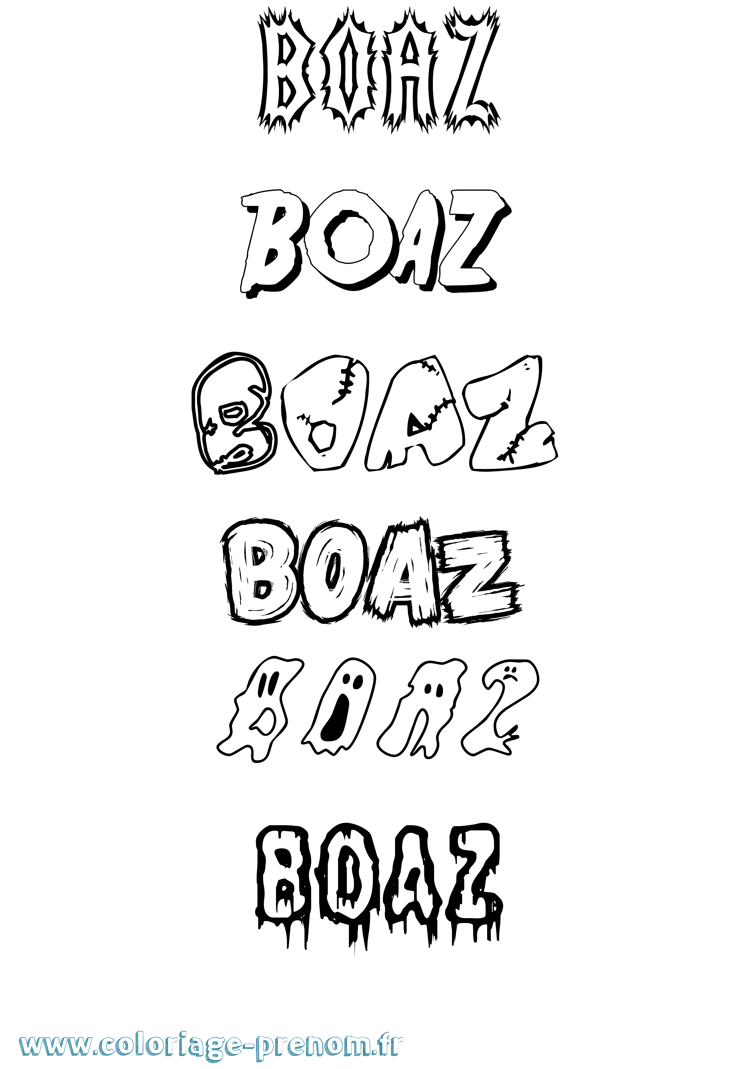 Coloriage prénom Boaz Frisson