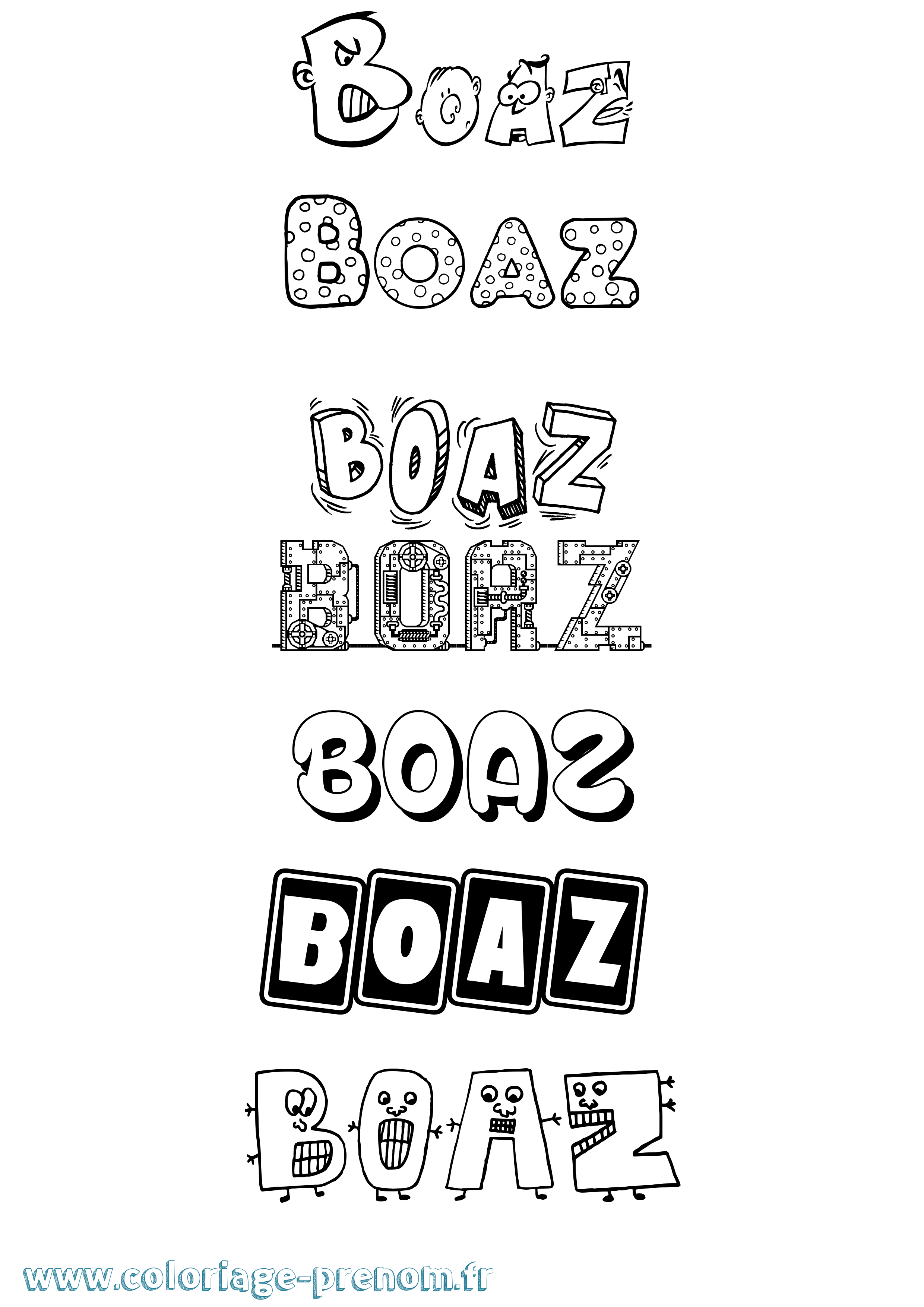 Coloriage prénom Boaz Fun