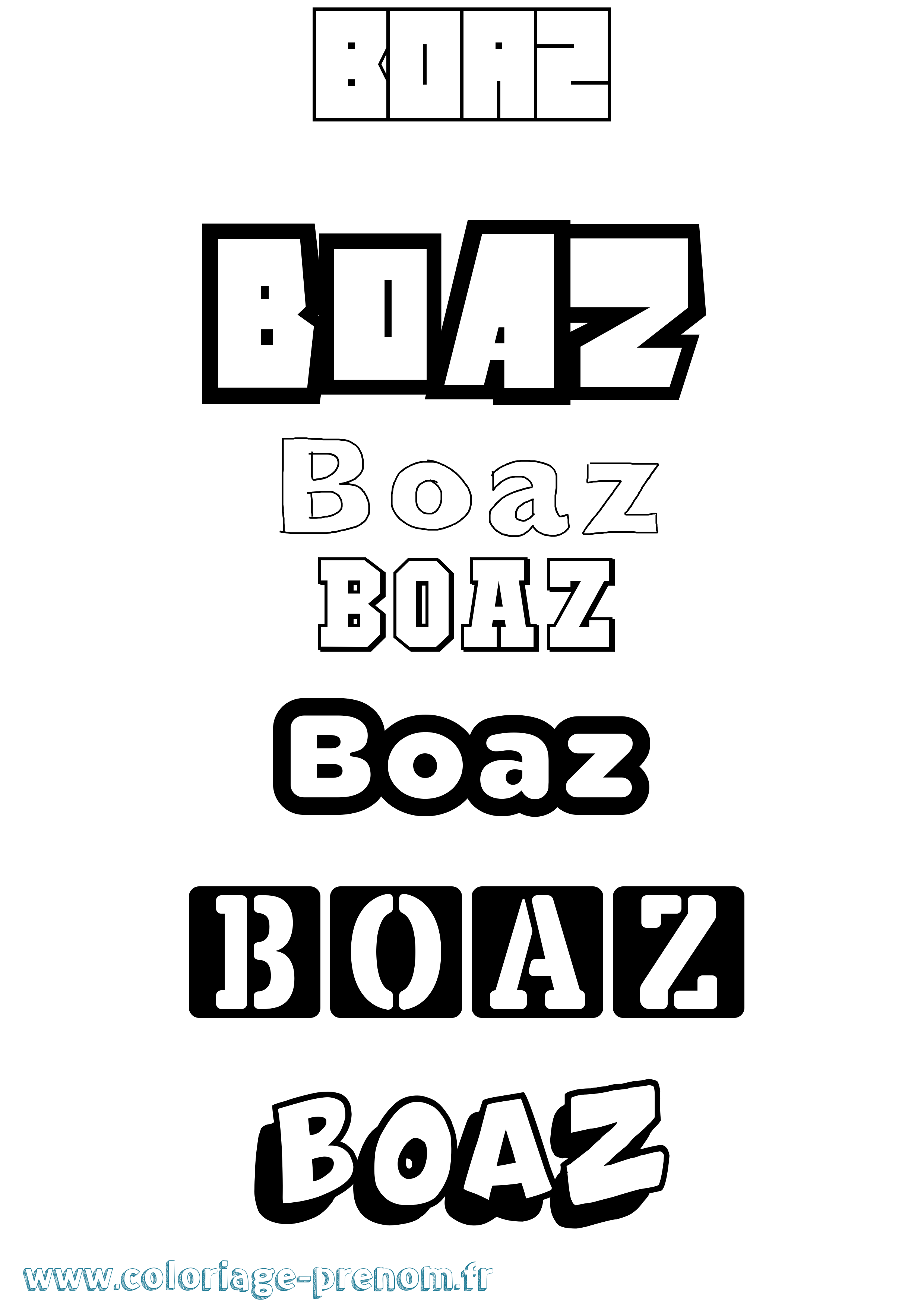 Coloriage prénom Boaz Simple
