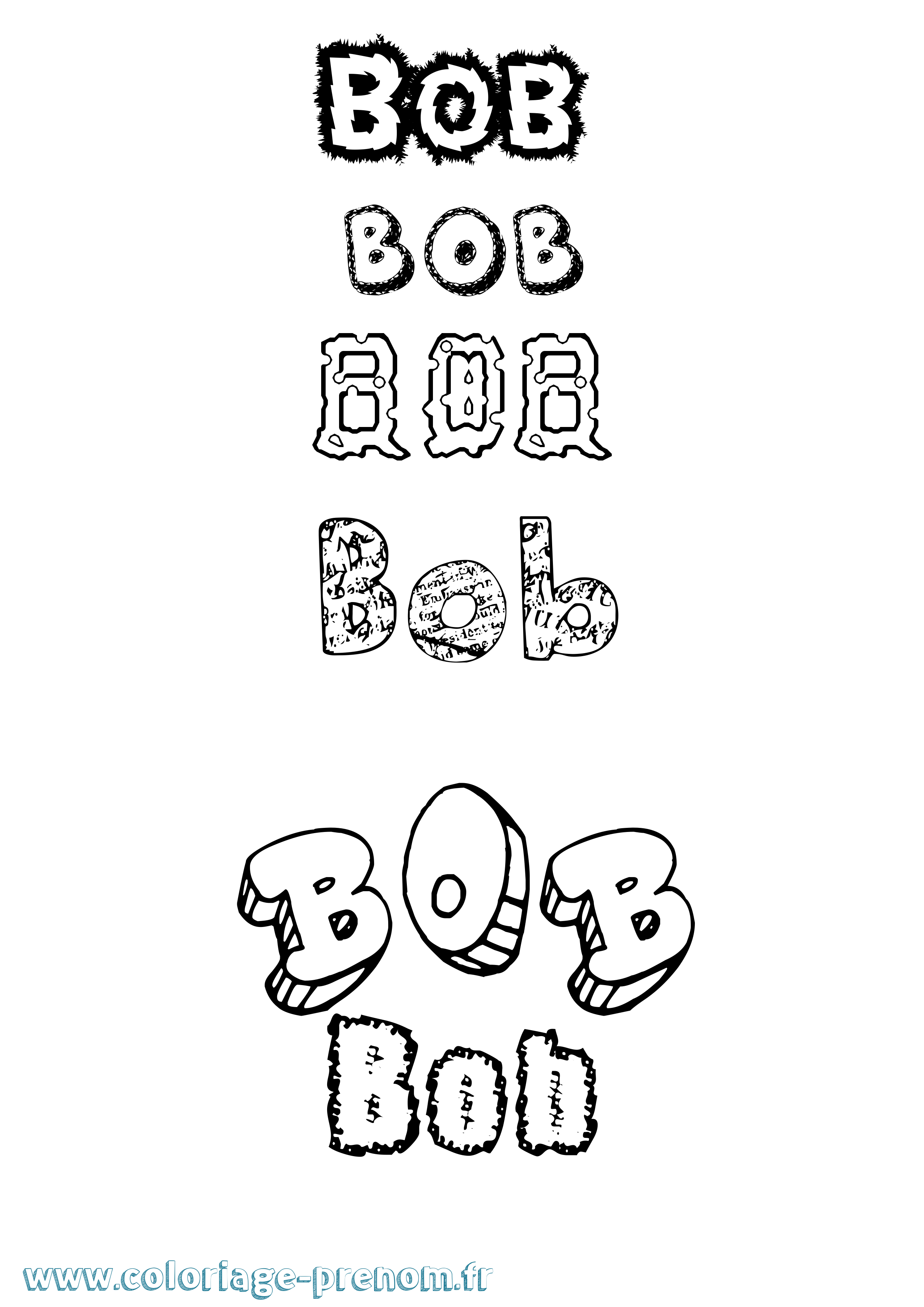 Coloriage prénom Bob Destructuré