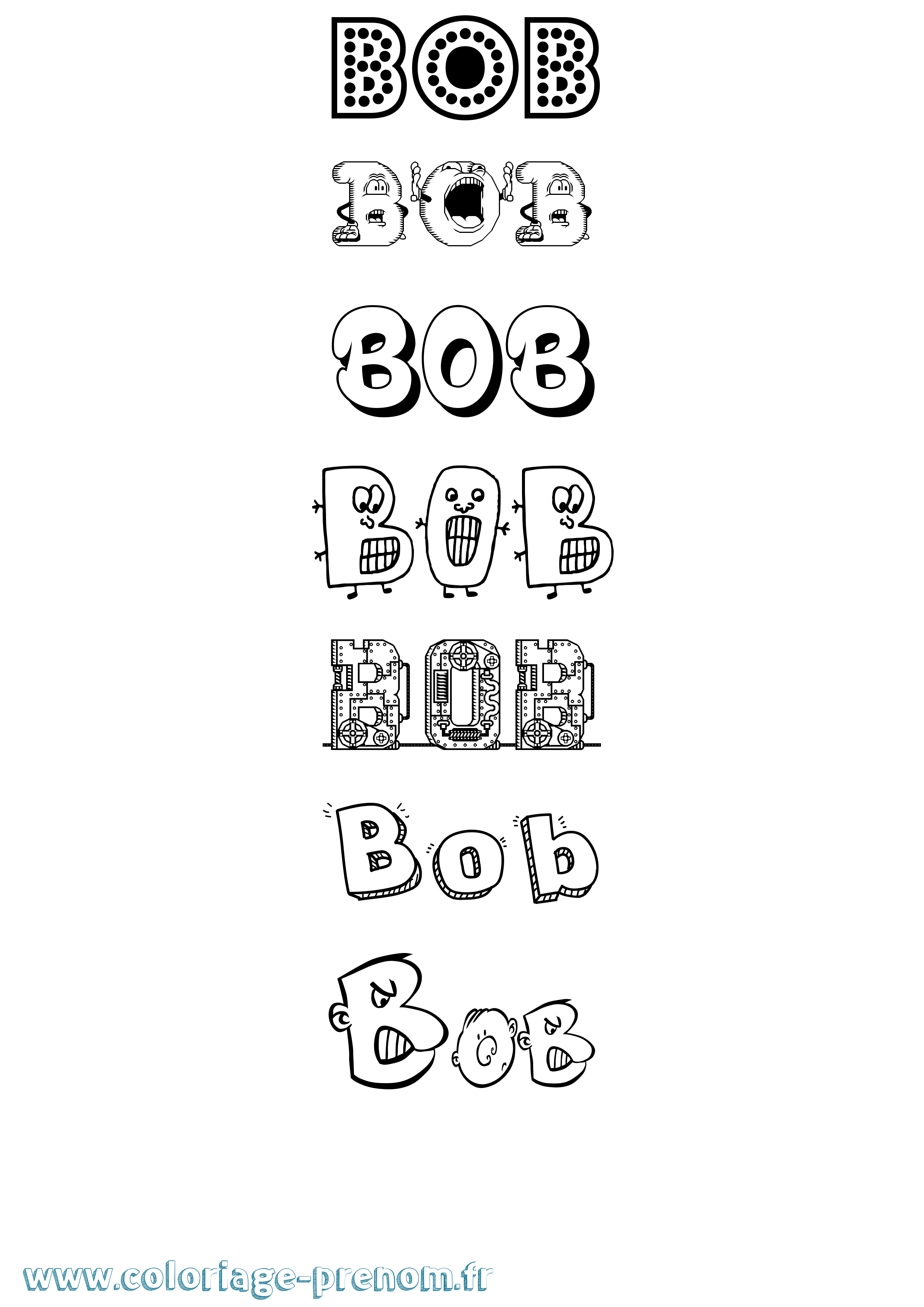 Coloriage prénom Bob Fun