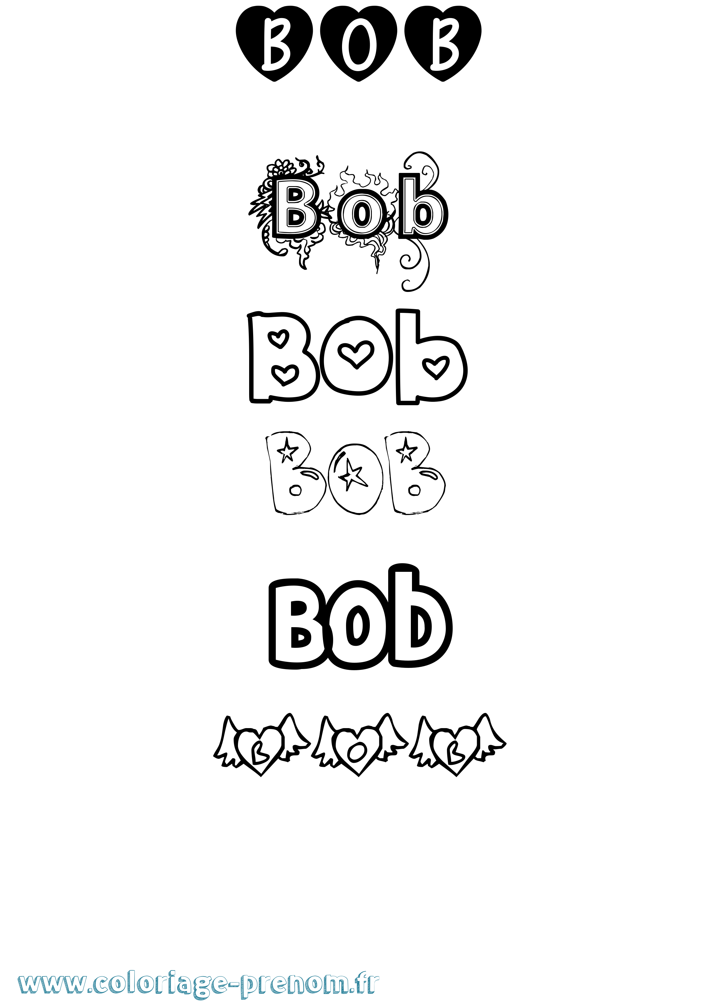 Coloriage prénom Bob Girly