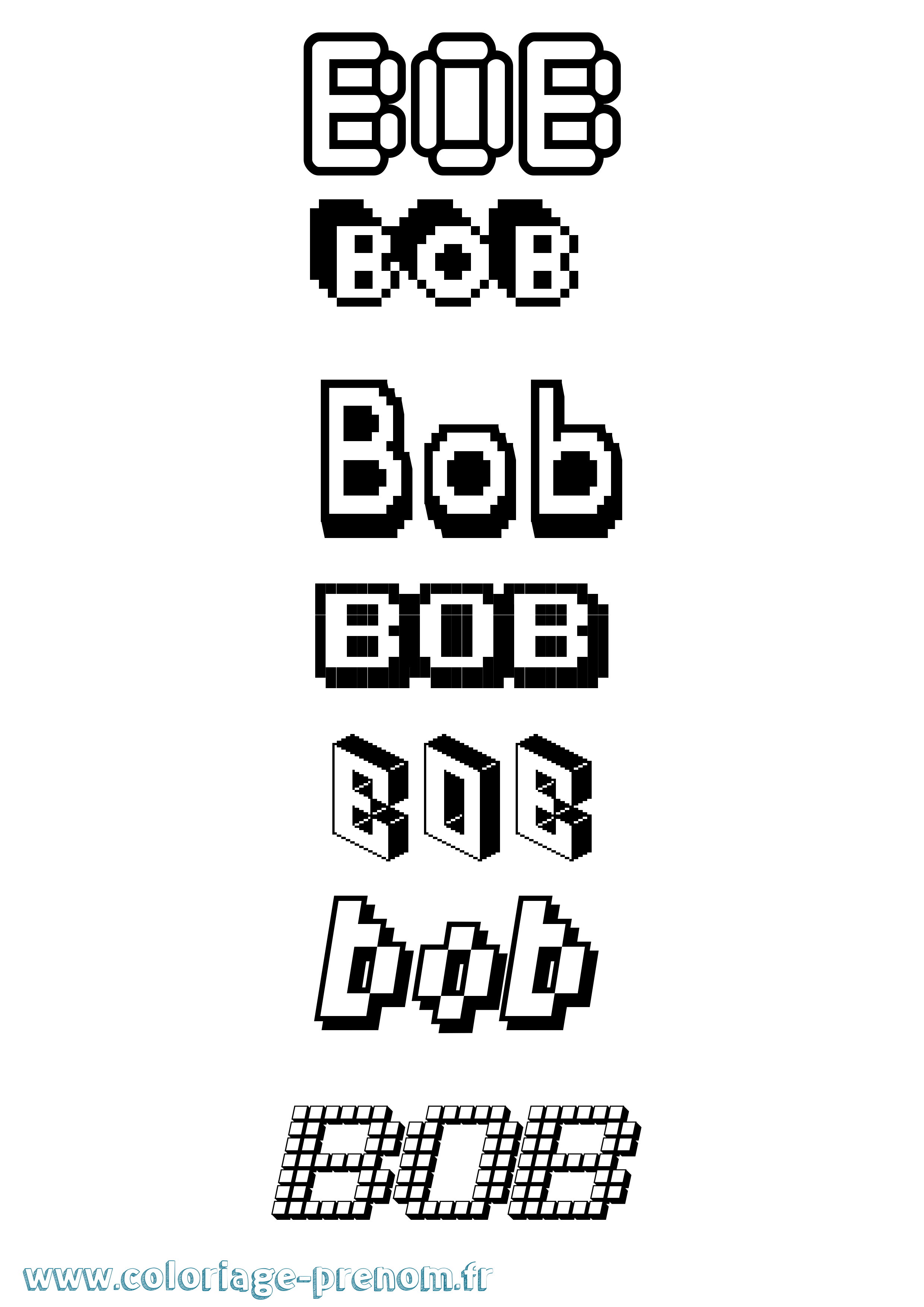 Coloriage prénom Bob Pixel