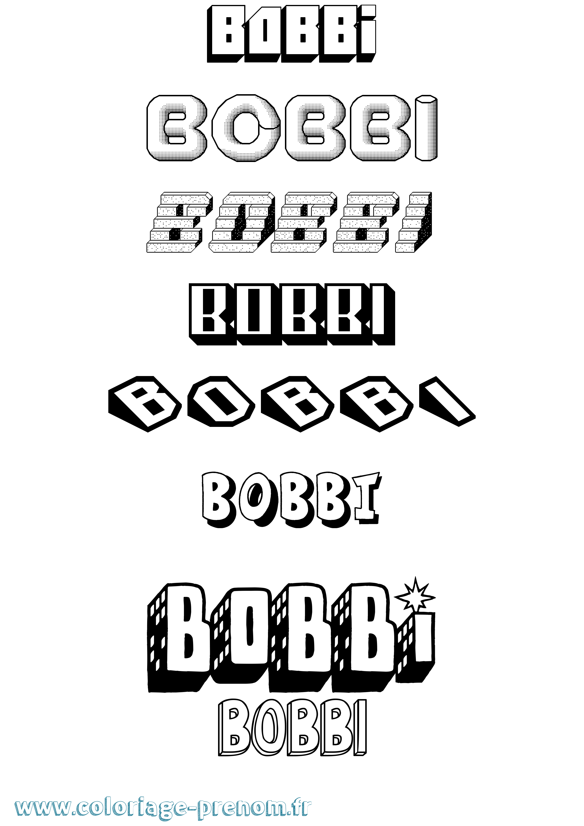 Coloriage prénom Bobbi Effet 3D