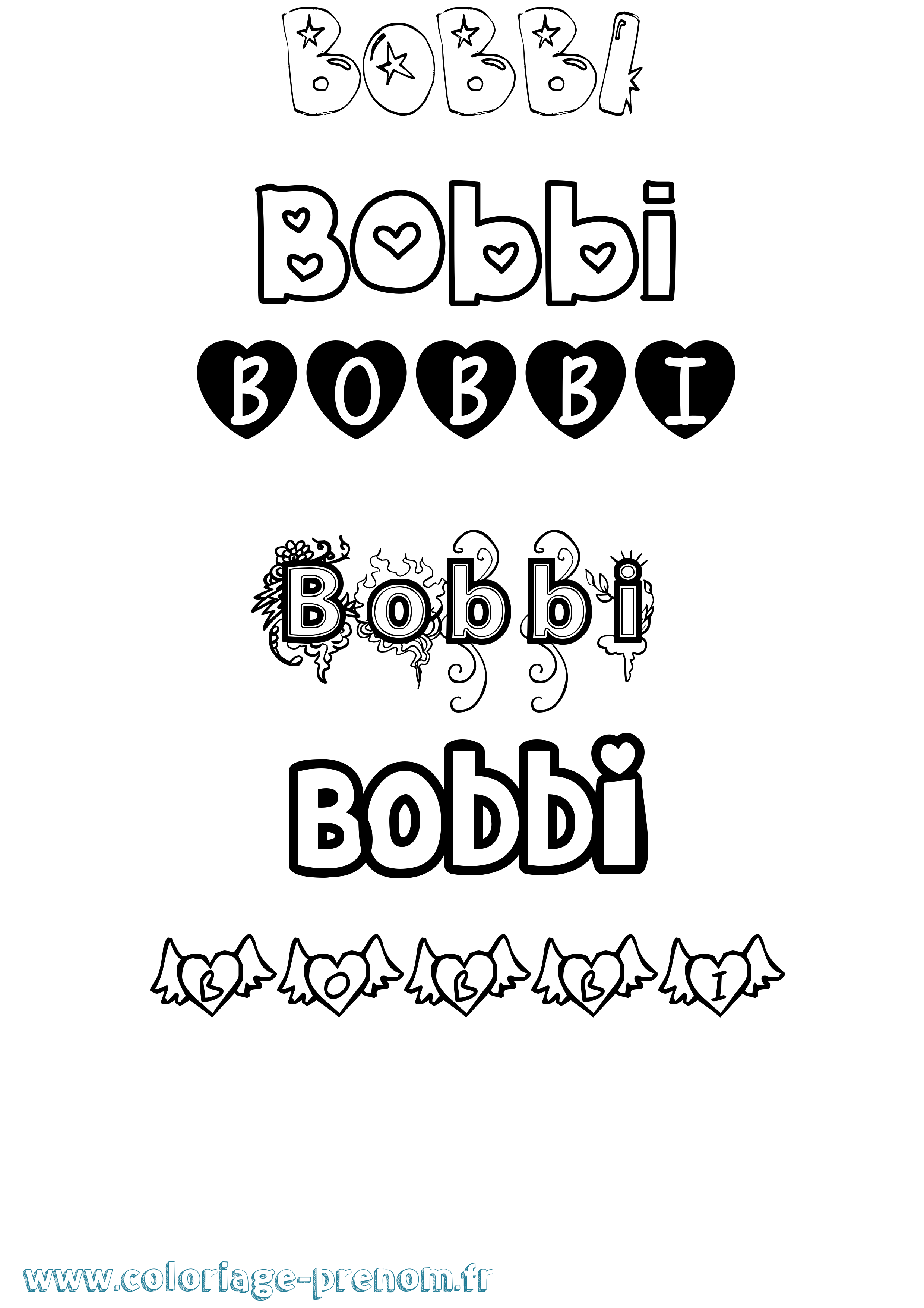 Coloriage prénom Bobbi Girly