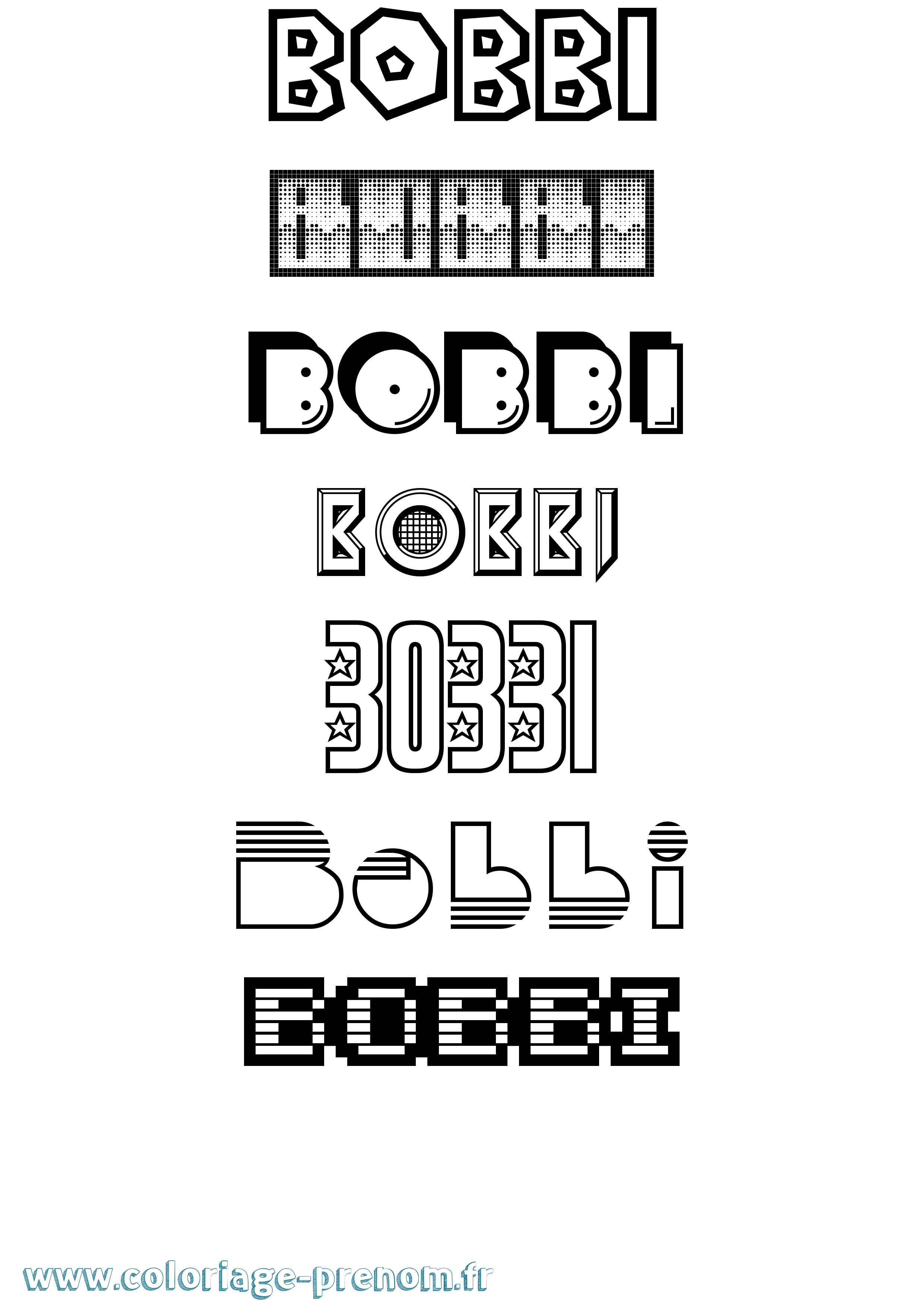 Coloriage prénom Bobbi Jeux Vidéos