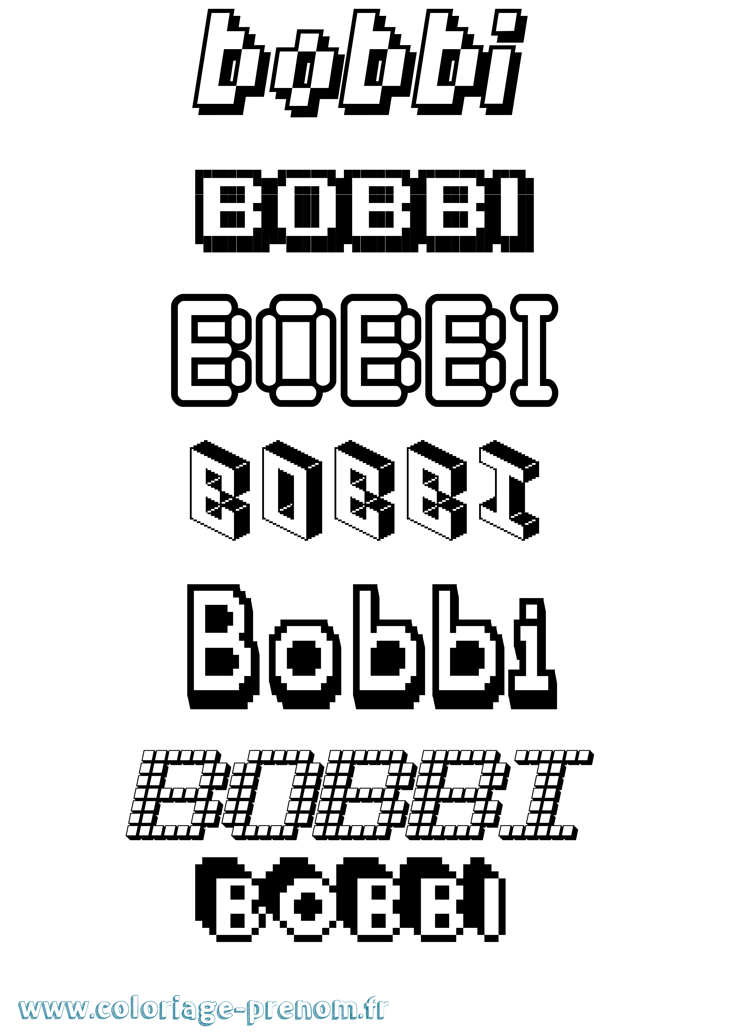 Coloriage prénom Bobbi Pixel