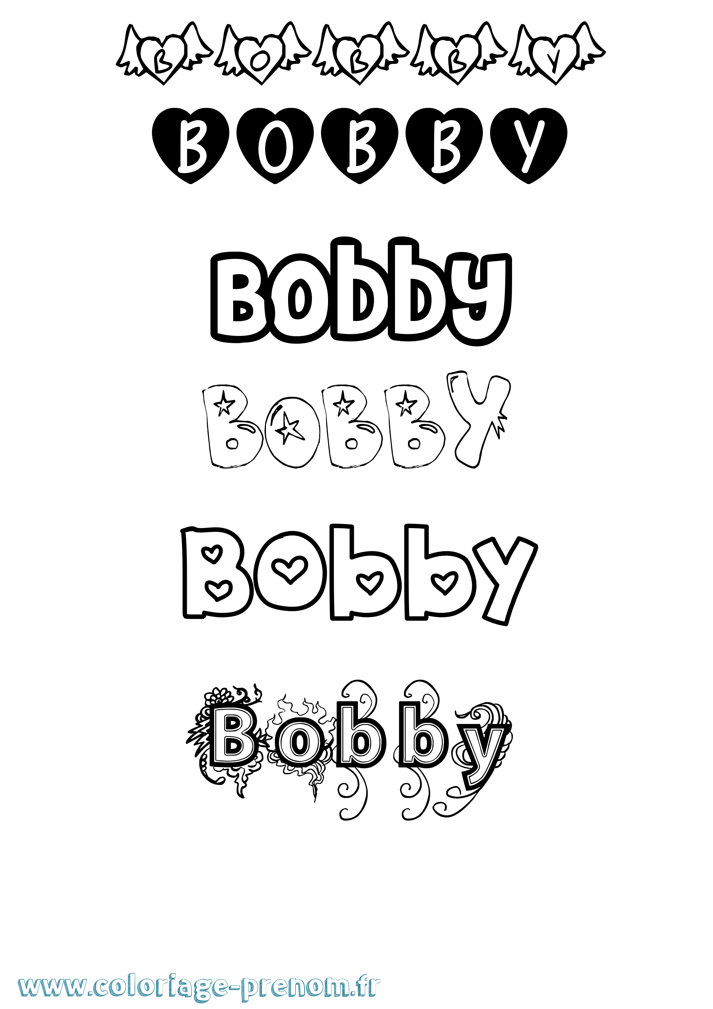 Coloriage prénom Bobby Girly