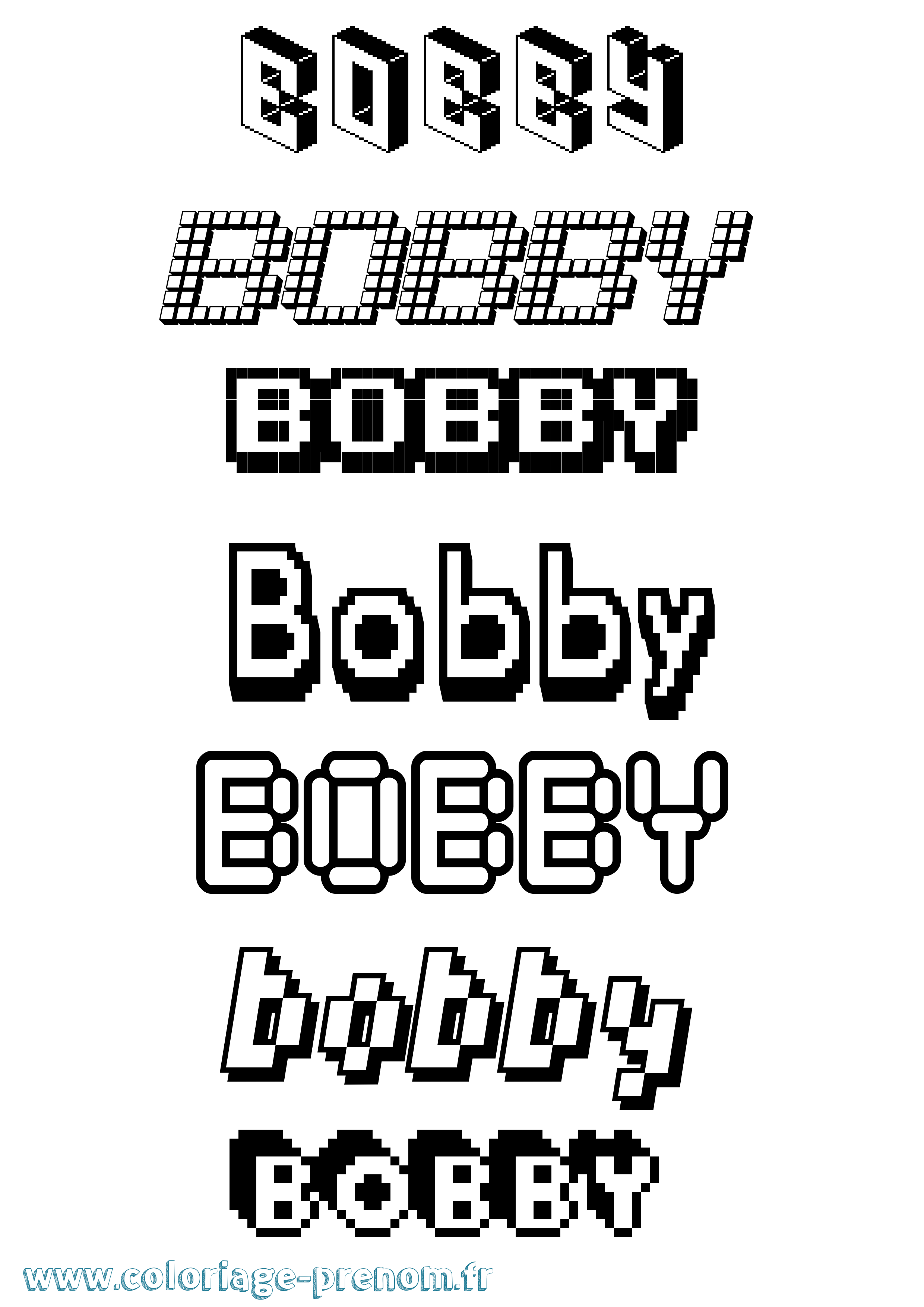 Coloriage prénom Bobby Pixel