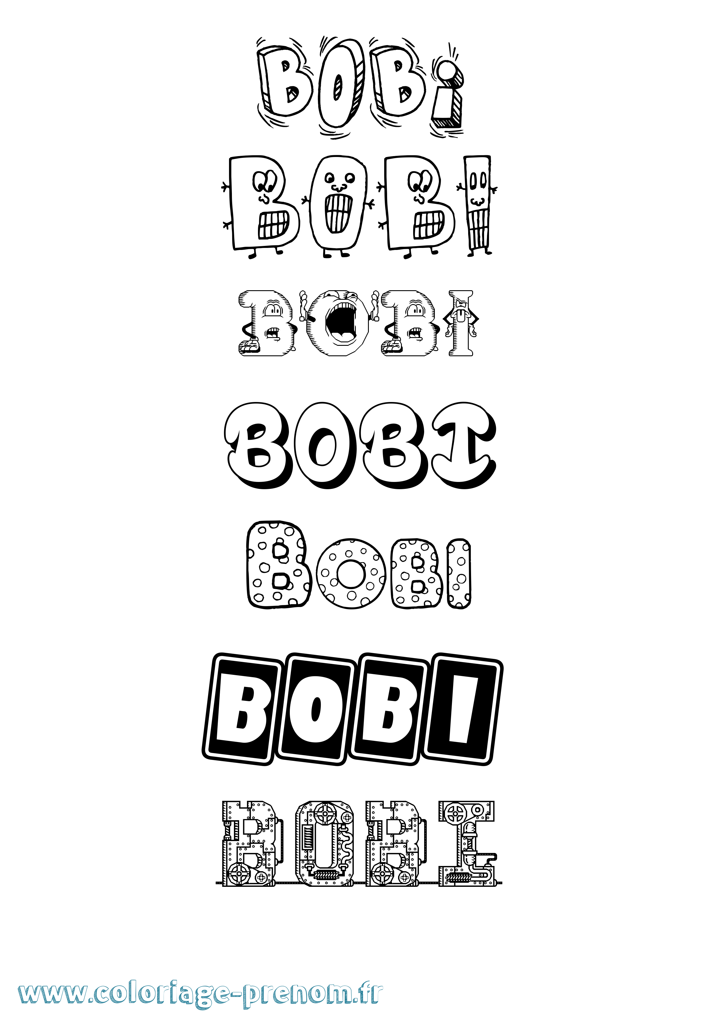 Coloriage prénom Bobi Fun