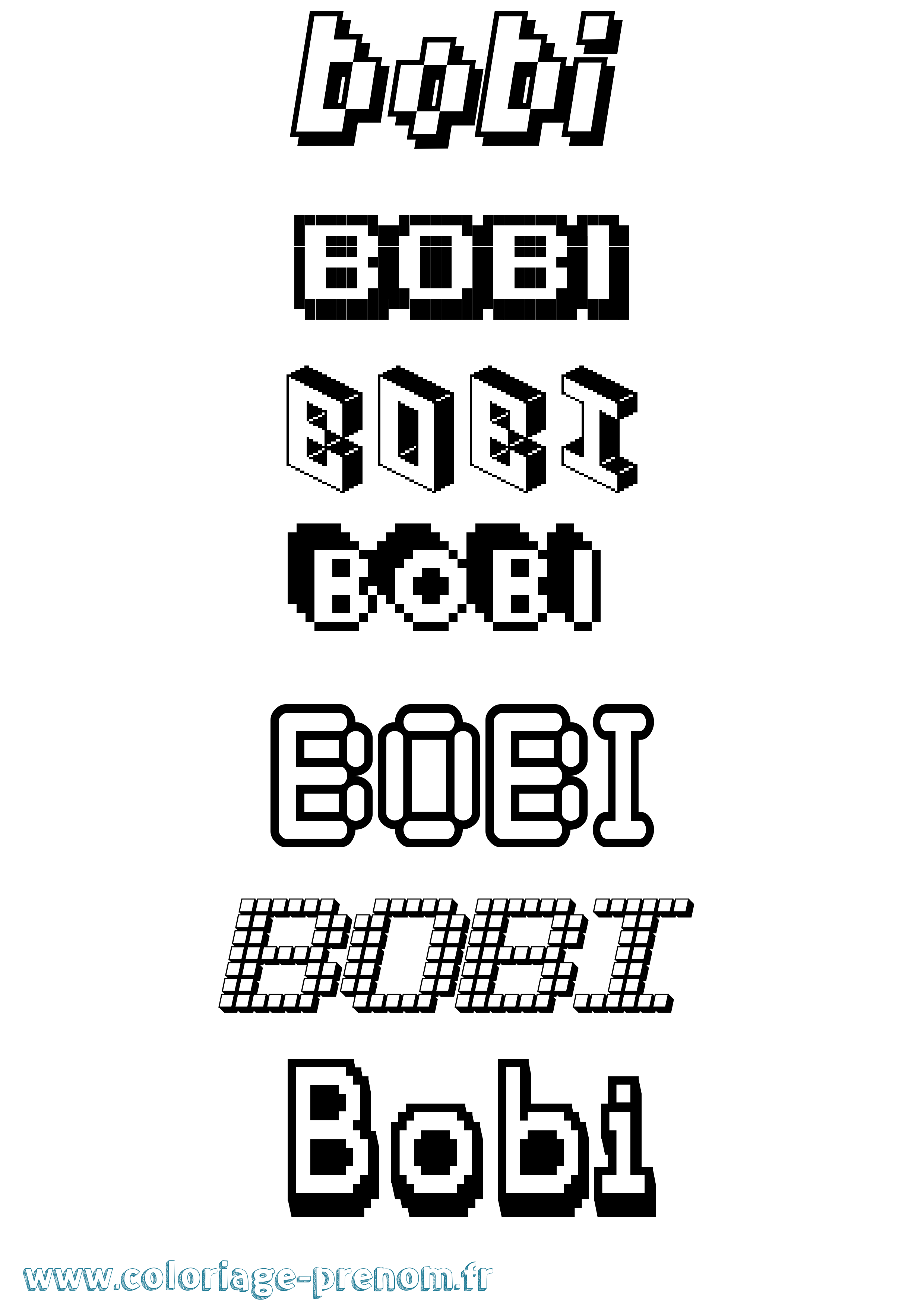 Coloriage prénom Bobi Pixel