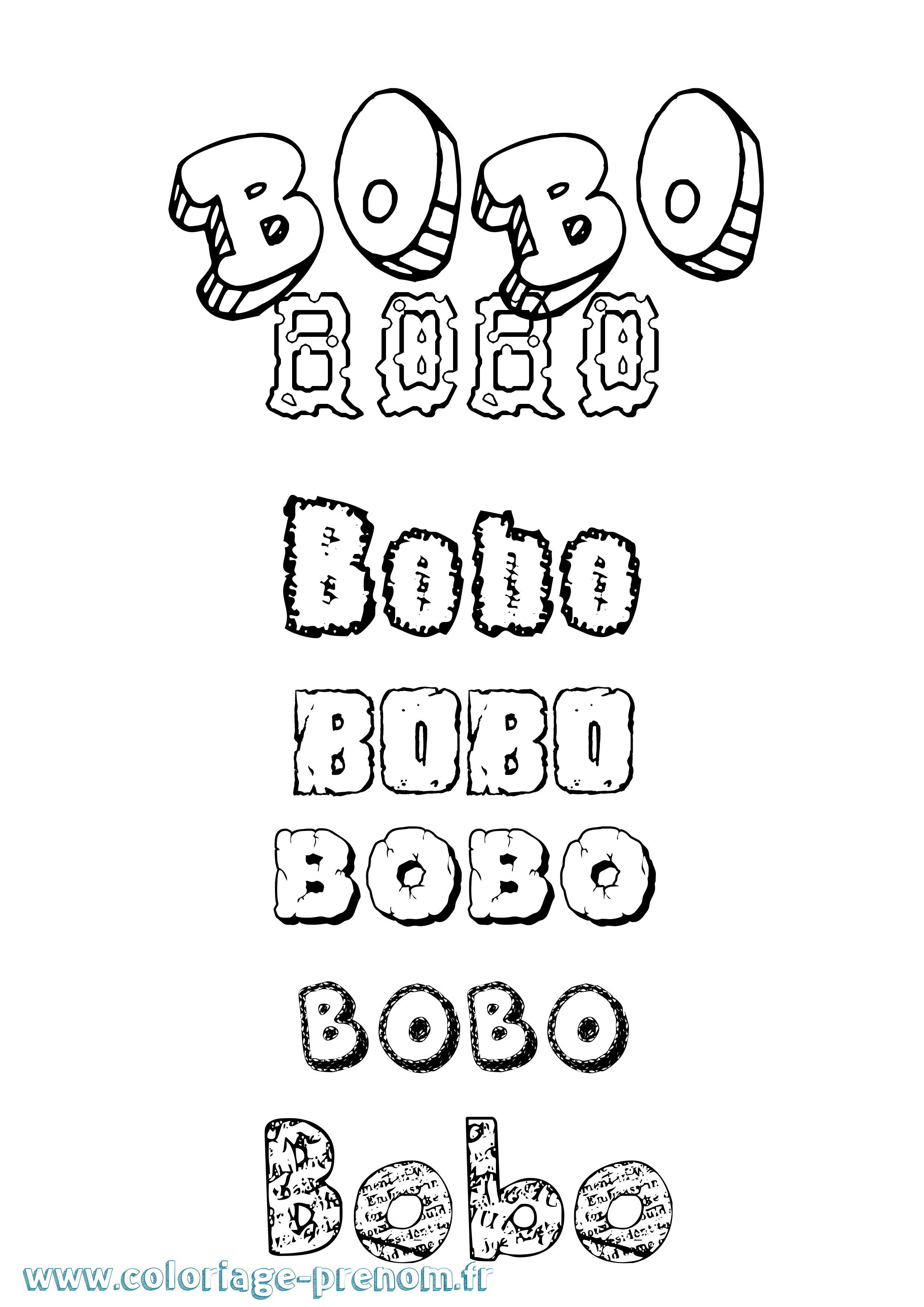 Coloriage prénom Bobo Destructuré